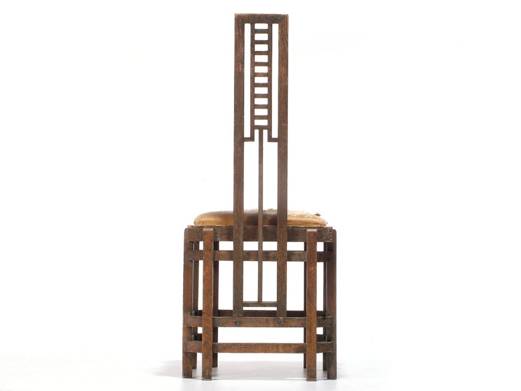 Upholstery 1920s Pair of Modernist Ladder Back Chairs Attributed to Josef Urban For Sale