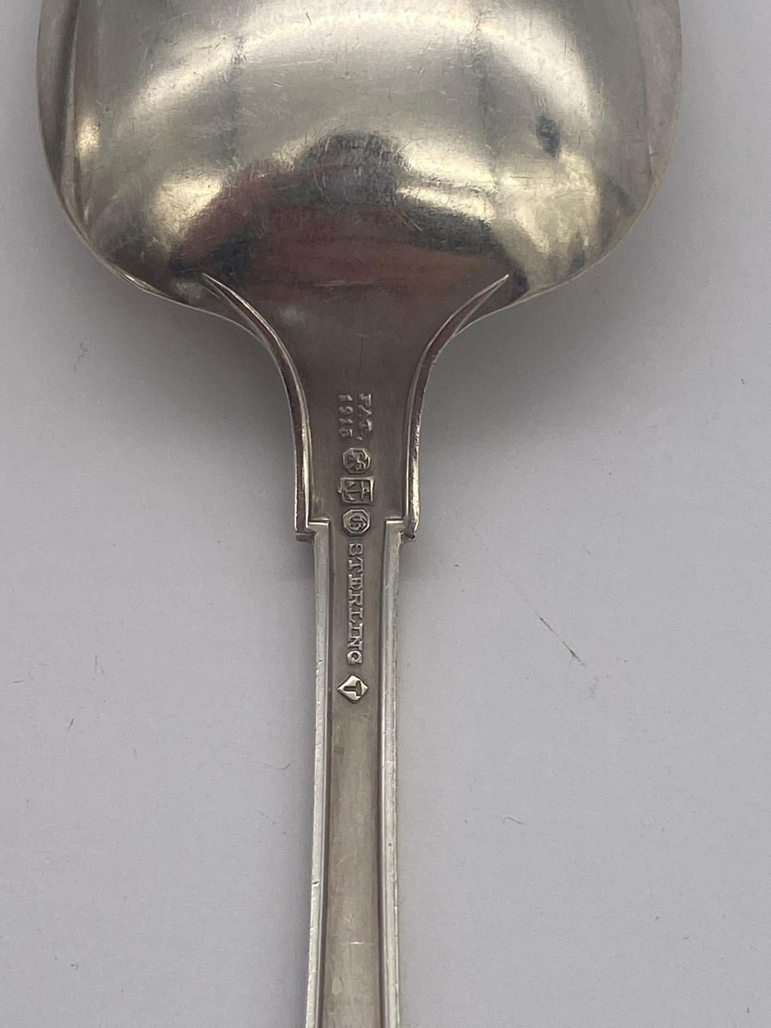 20th Century 1920's Pair of Monogrammed Gorham Etruscan Art Deco Silver Spoons For Sale