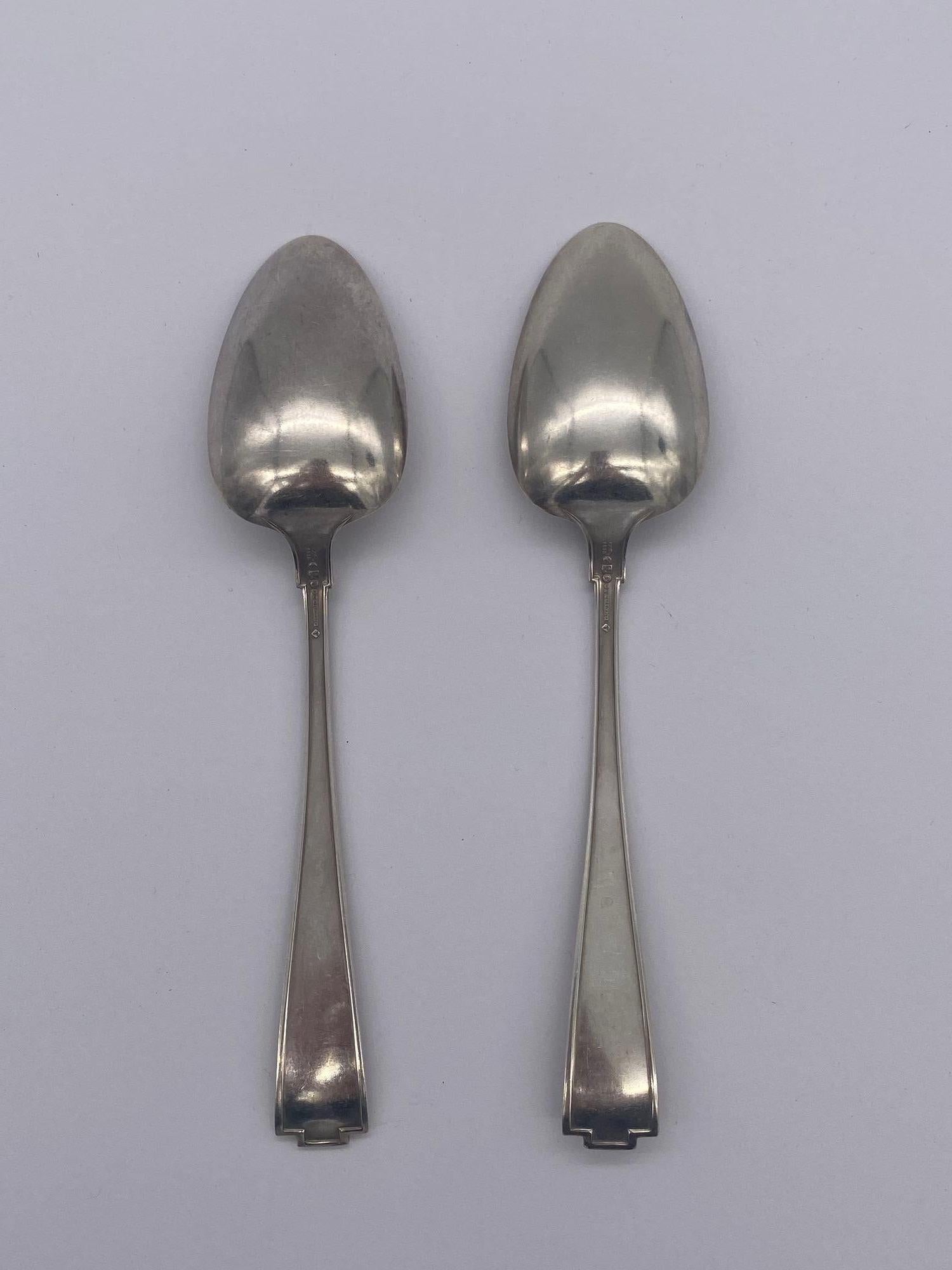 Sterling Silver 1920's Pair of Monogrammed Gorham Etruscan Art Deco Silver Spoons For Sale