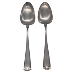 1920's Pair of Monogrammed Gorham Etruscan Art Deco Silver Spoons