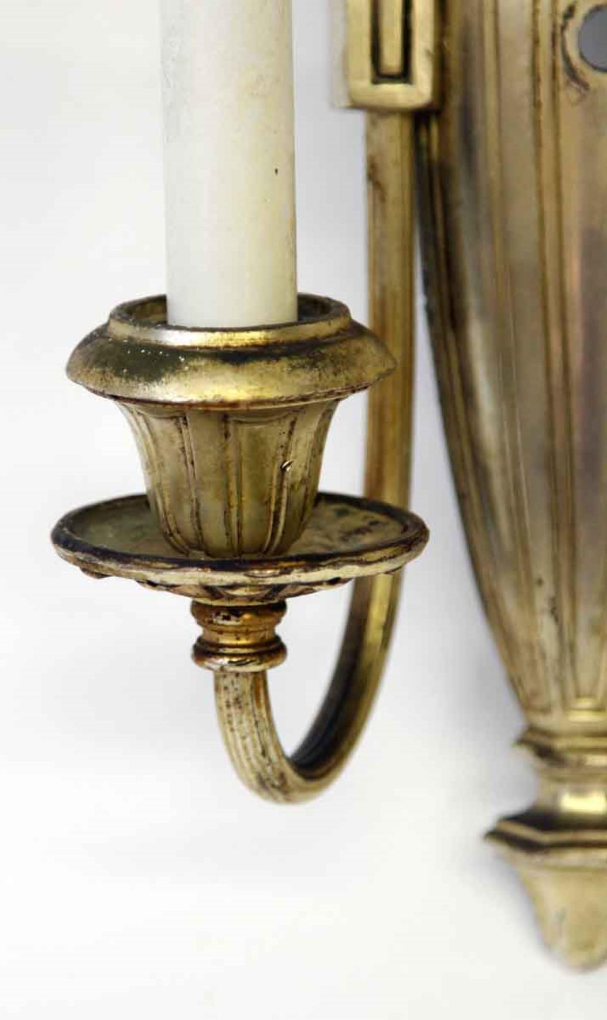 1920s Pair of Neoclassical Silvered Brass Sconces with Greek Urn and Key Detail In Good Condition In New York, NY