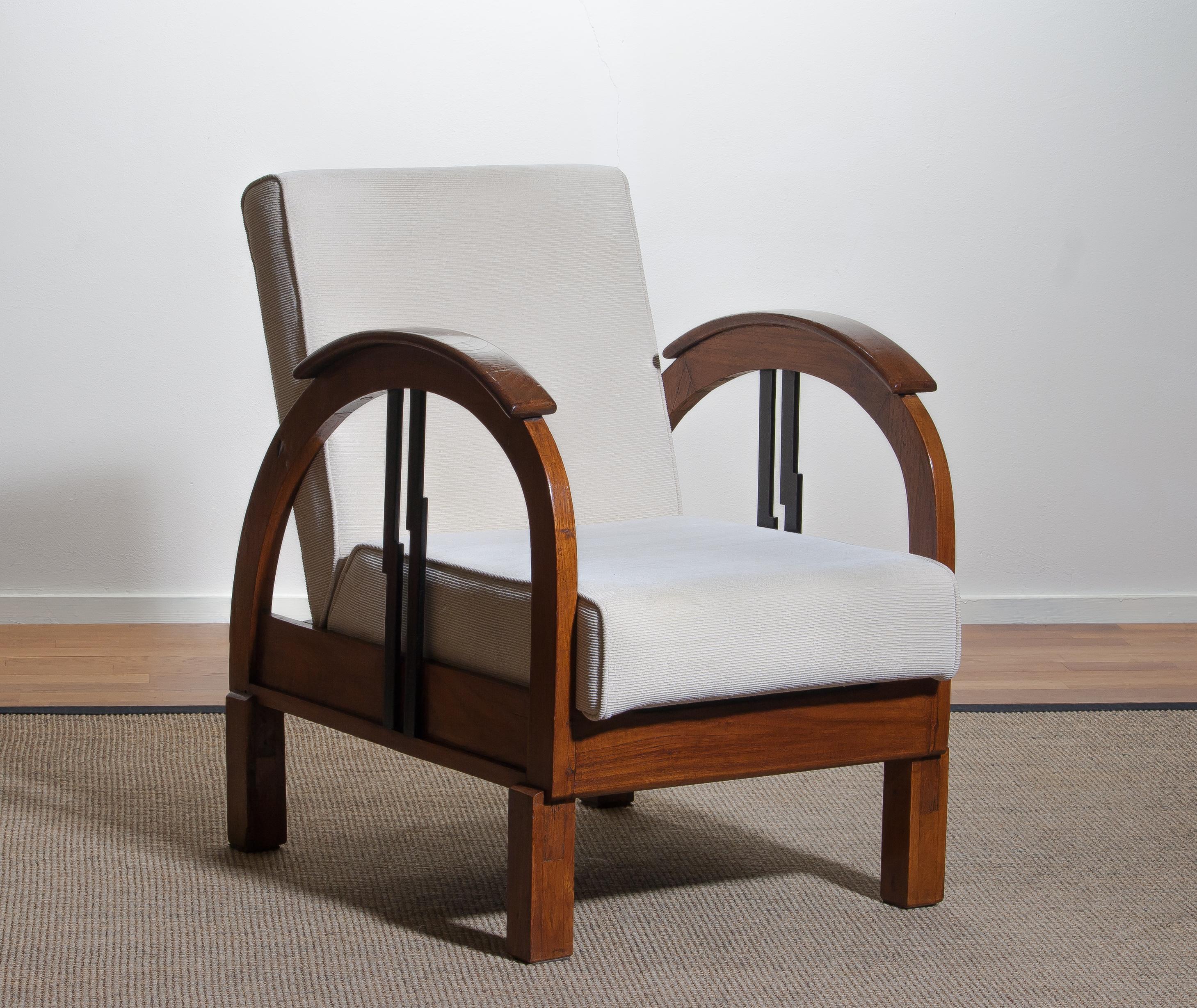 1920s, Pair of Oak Art Deco Club Lounge Armchairs 6