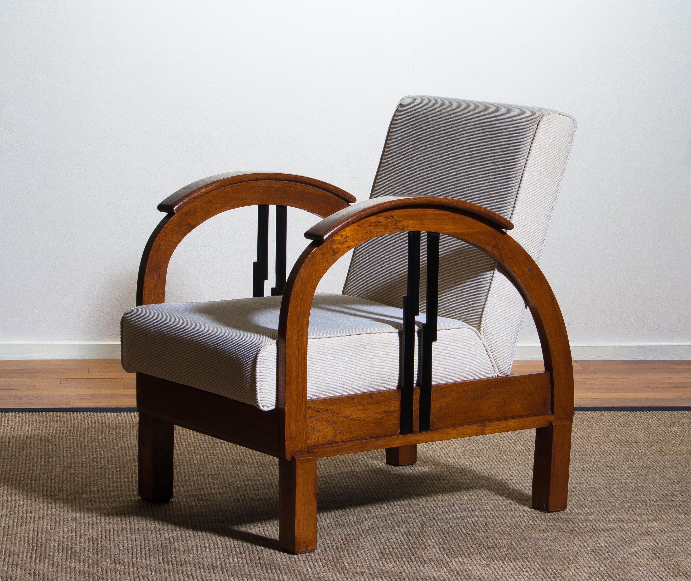 1920s, Pair of Oak Art Deco Club Lounge Armchairs 7