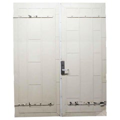 1920s Pair of Painted White Fire Doors with Push Bar