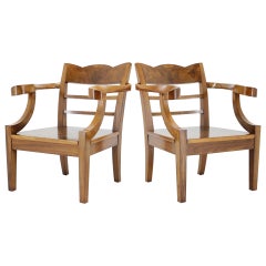 1920s Pair of Rare Art Deco/Cubism Armchairs, Czechoslovakia