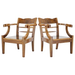 1920s Pair of Rare Art Deco/Cubism Armchairs, Czechoslovakia