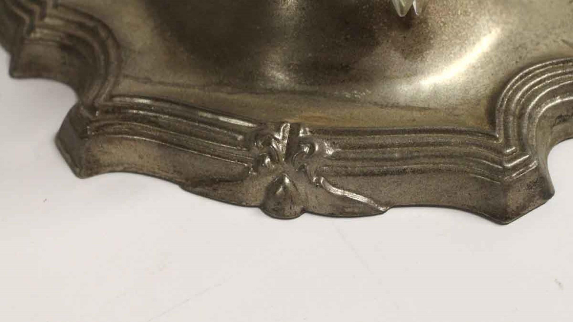 American 1920s Pair of Rococo Wall Sconces in Silver Finish Brass Single Light Each