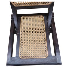 1920s Pair of Rosewood Cane Seat Folding Lounge Chairs