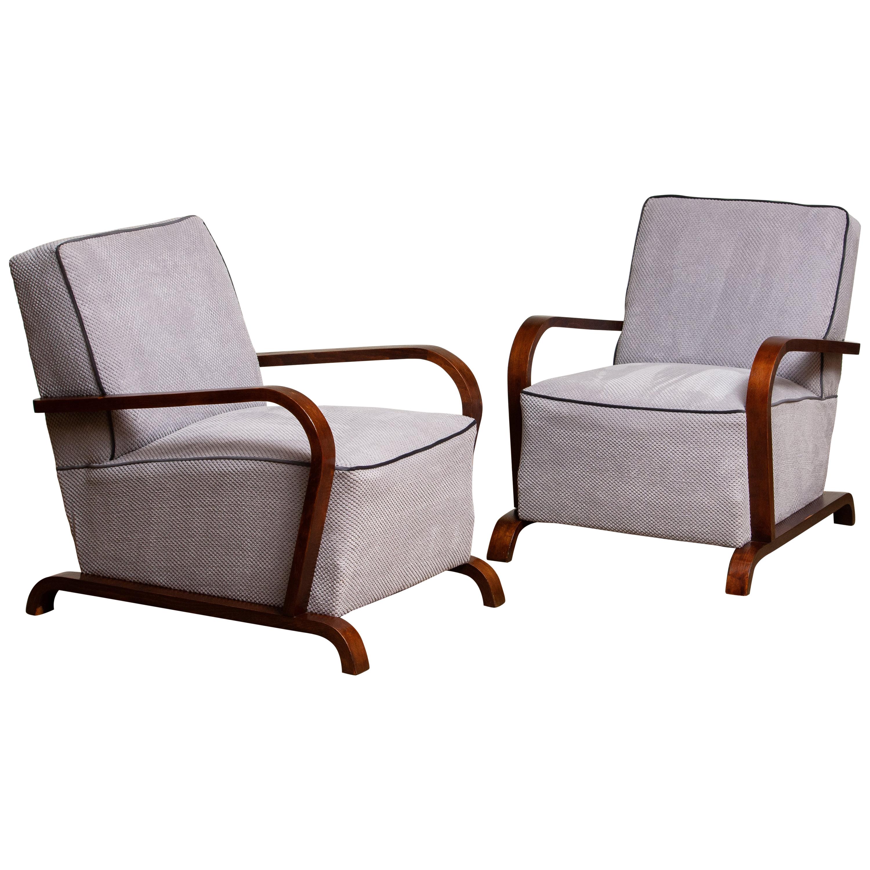 1920s, Pair of Scandinavian Art Deco Armchair / Lounge / Club Chairs from Sweden In Good Condition In Silvolde, Gelderland