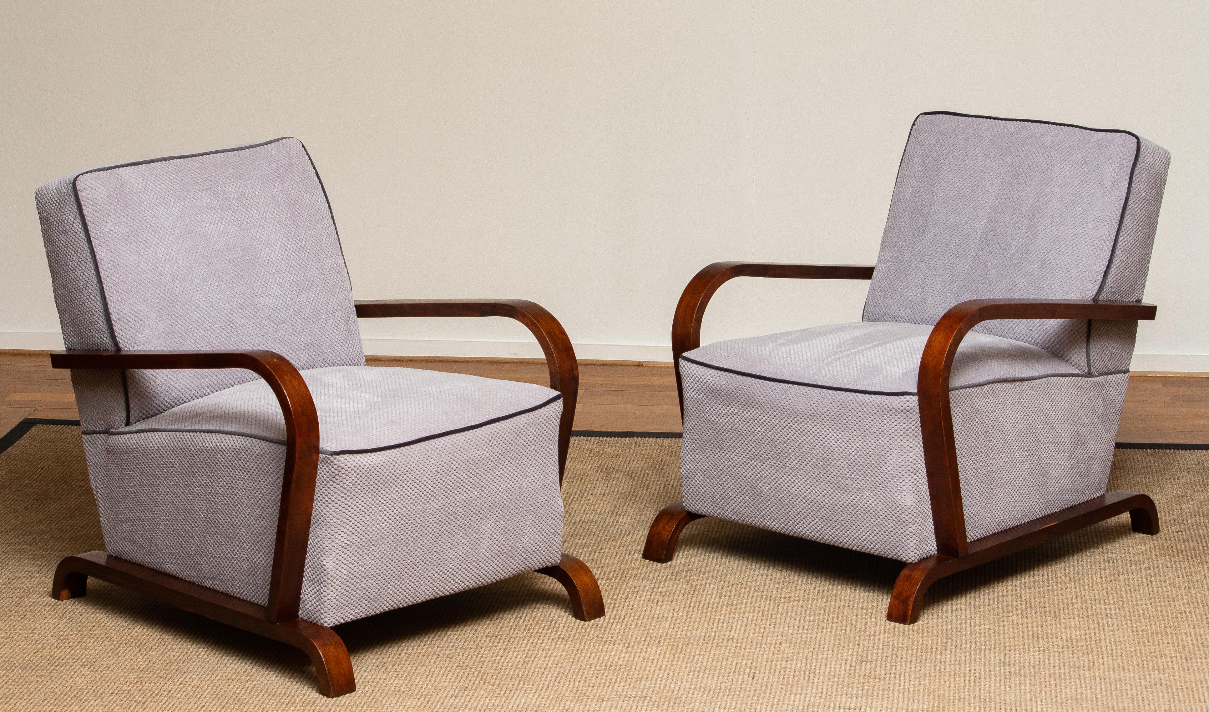 Early 20th Century 1920s, Pair of Scandinavian Art Deco Armchair / Lounge / Club Chairs from Sweden