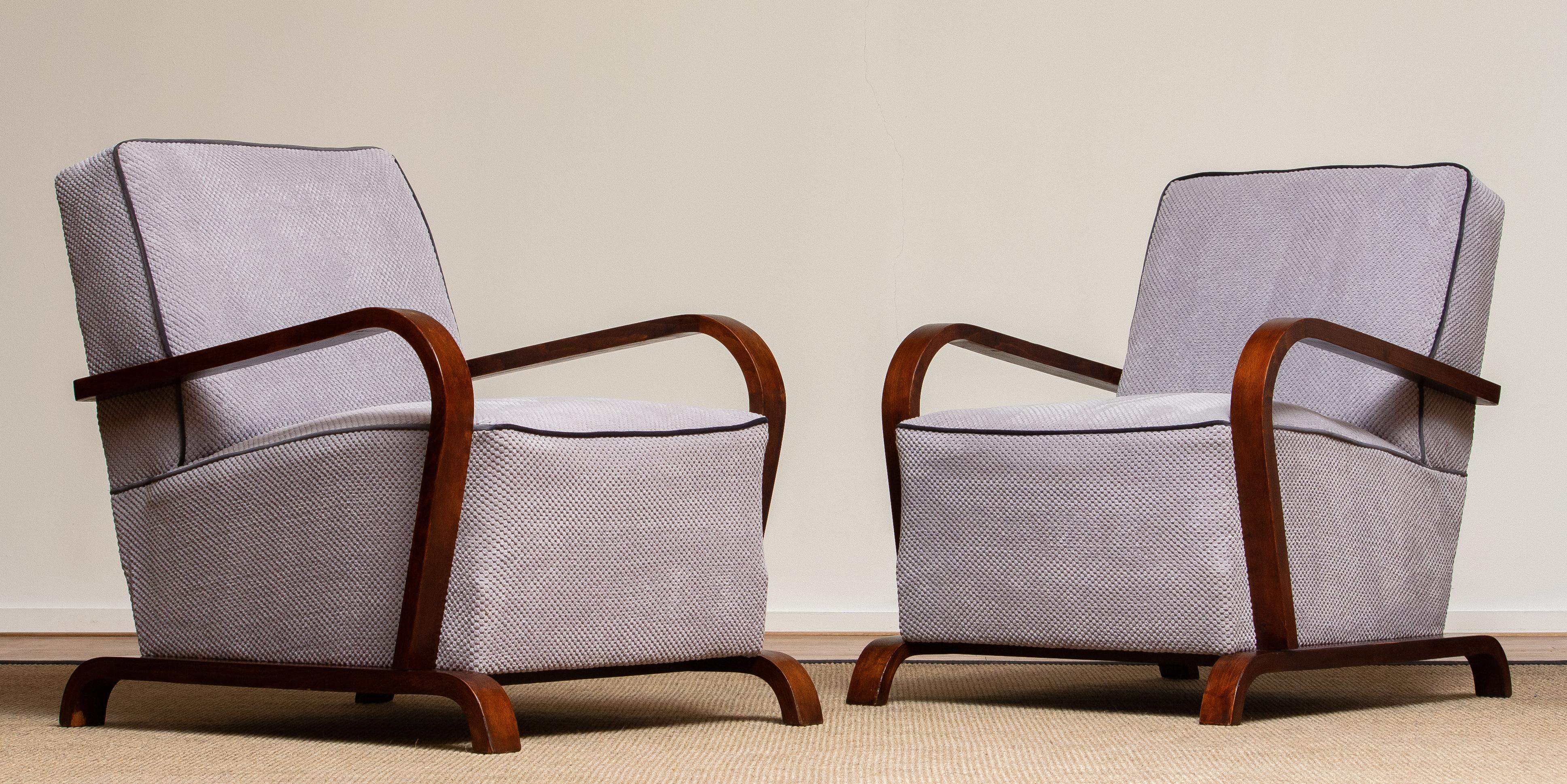 1920s, Pair of Scandinavian Art Deco Armchair / Lounge / Club Chairs from Sweden 1