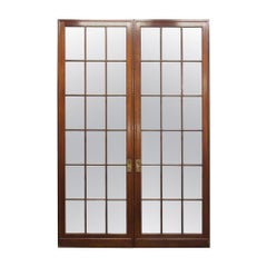 1920s Pair of Slender 18 Lite Wood French Doors