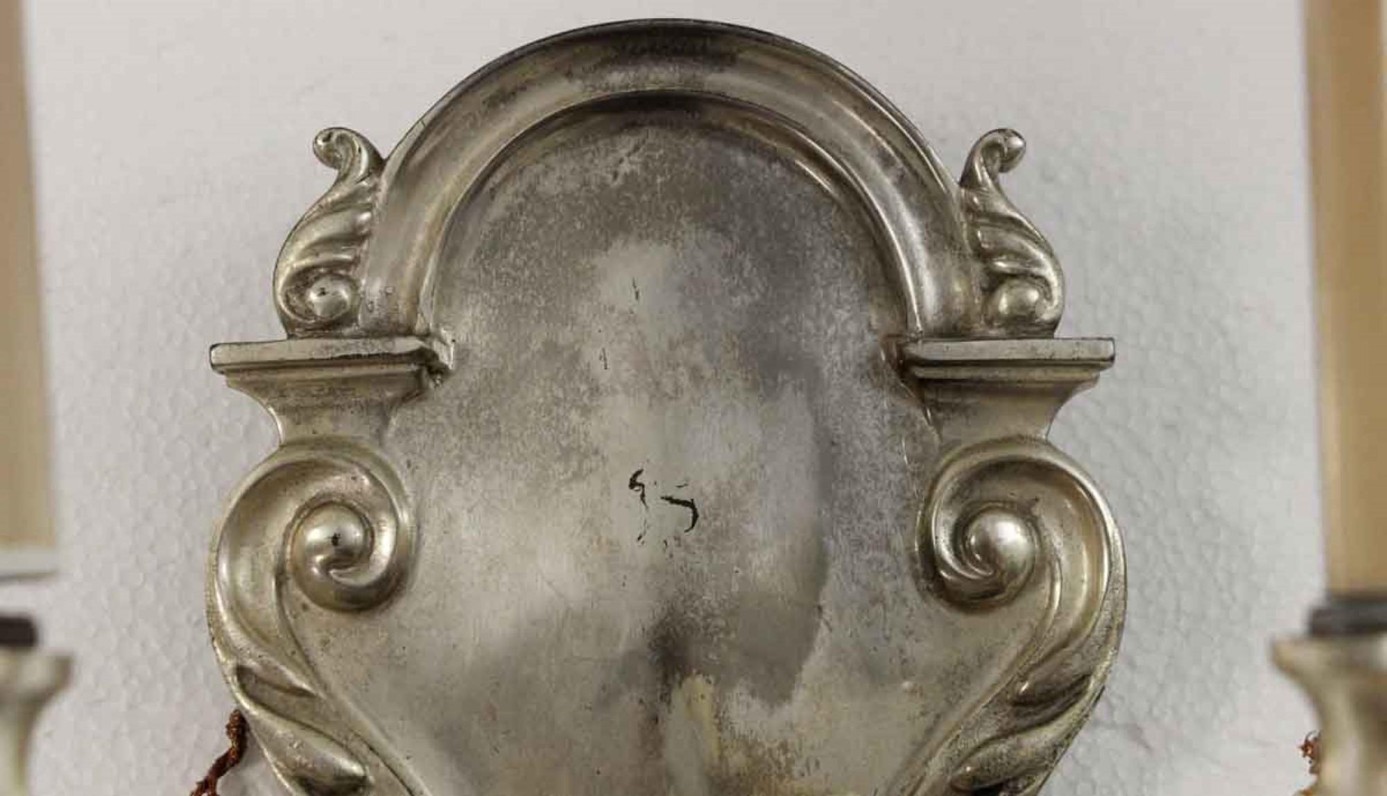 American 1920s Pair of Traditional Silver Plated Brass Sconces, Quantity Available
