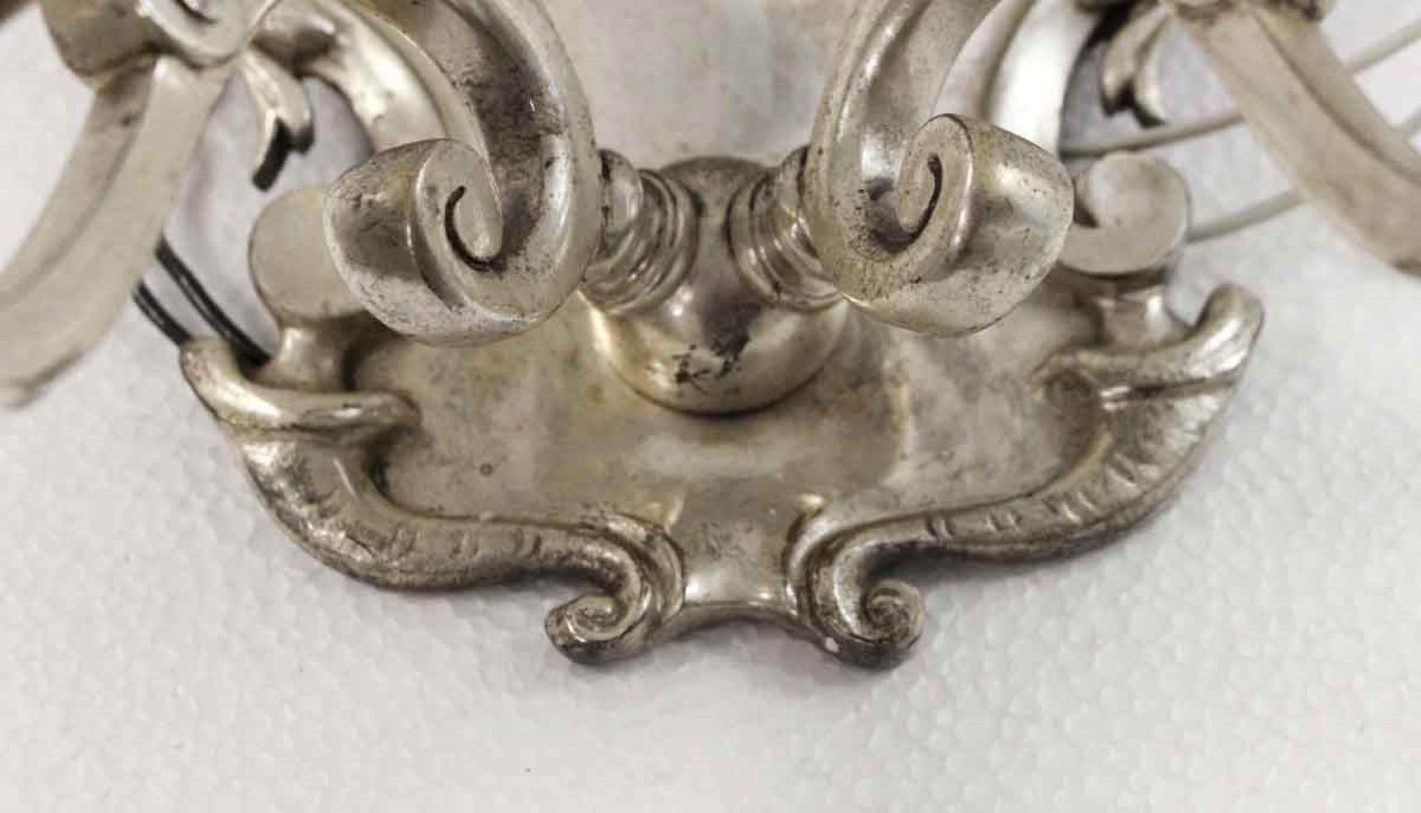 1920s Pair of Traditional Silver Plated Brass Sconces, Quantity Available In Good Condition In New York, NY