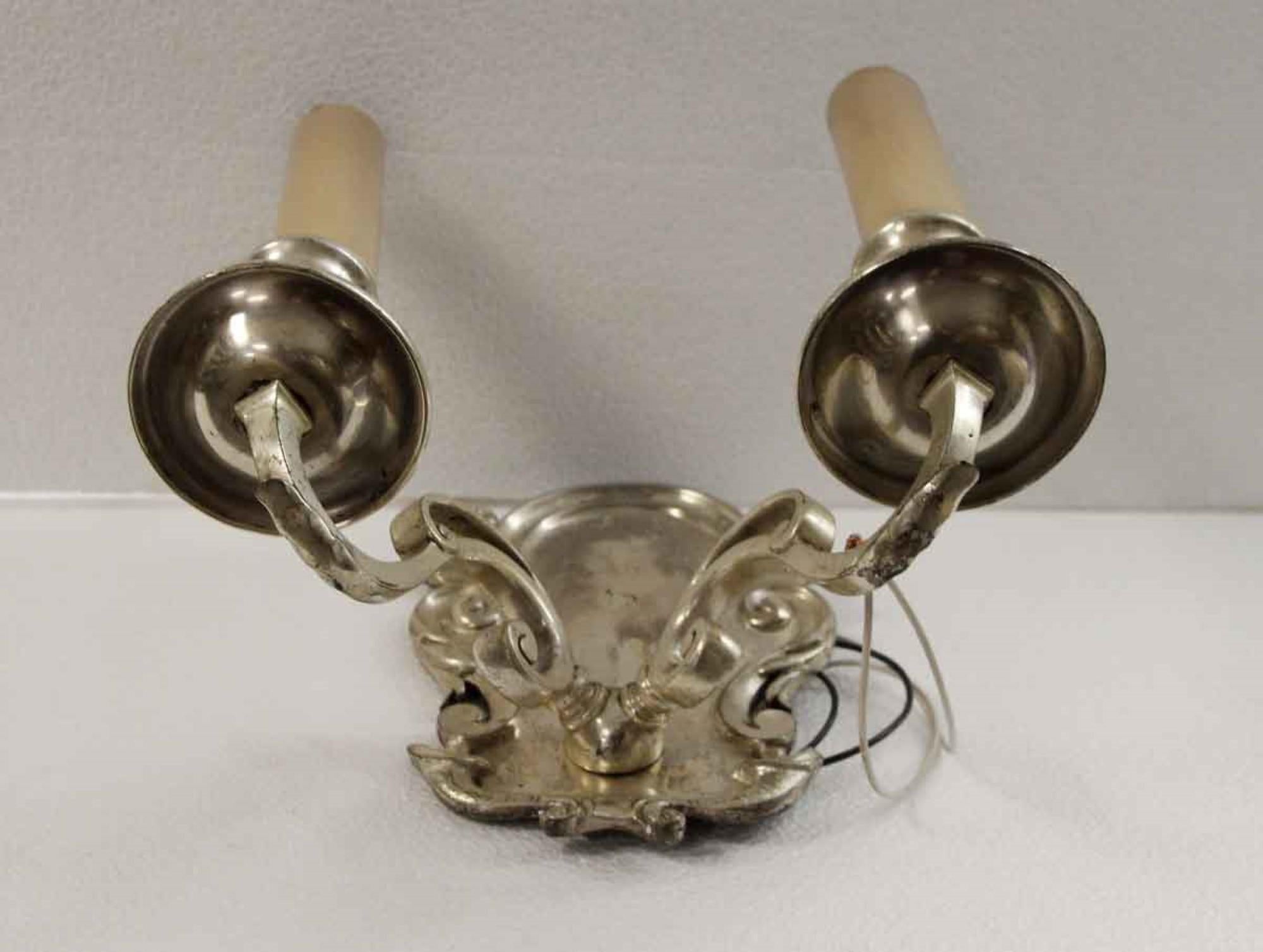 1920s Pair of Traditional Silver Plated Brass Sconces, Quantity Available 1