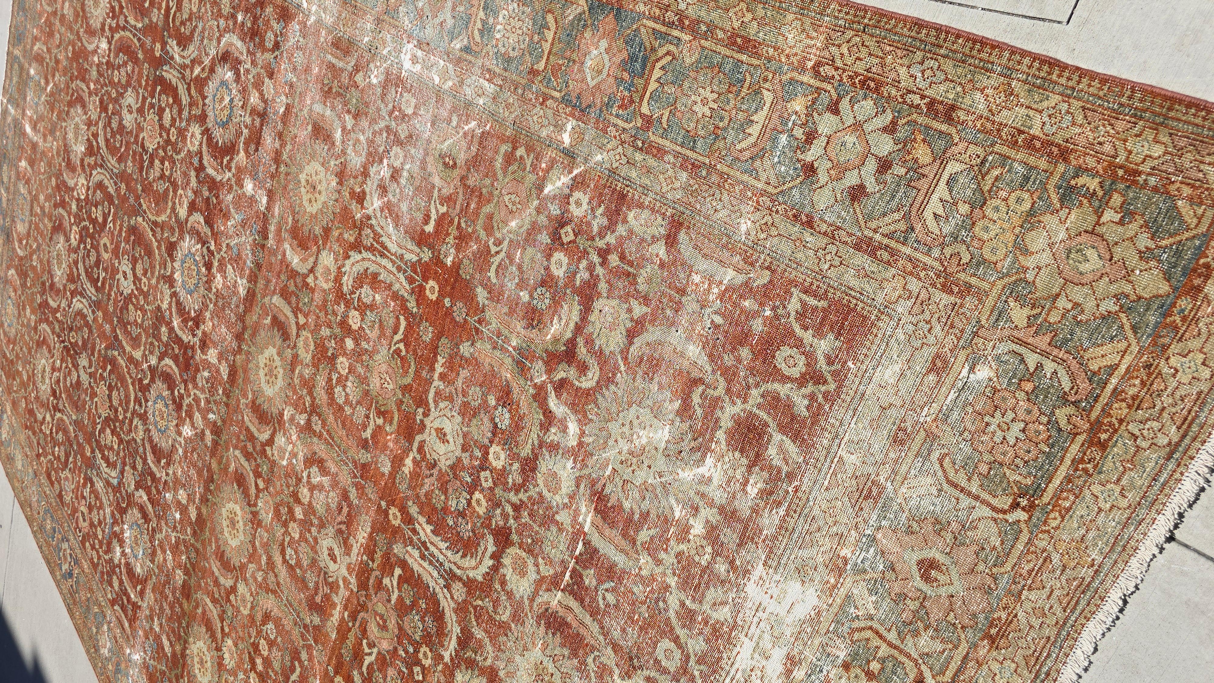 1920s Palace size Rust Persian Sultanabad Rug 12x18 For Sale 1