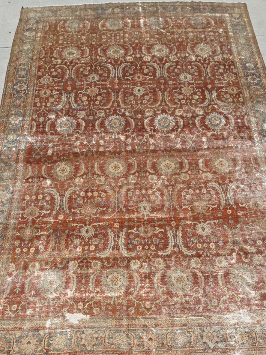 1920s Palace size Rust Persian Sultanabad Rug 12x18 For Sale 3