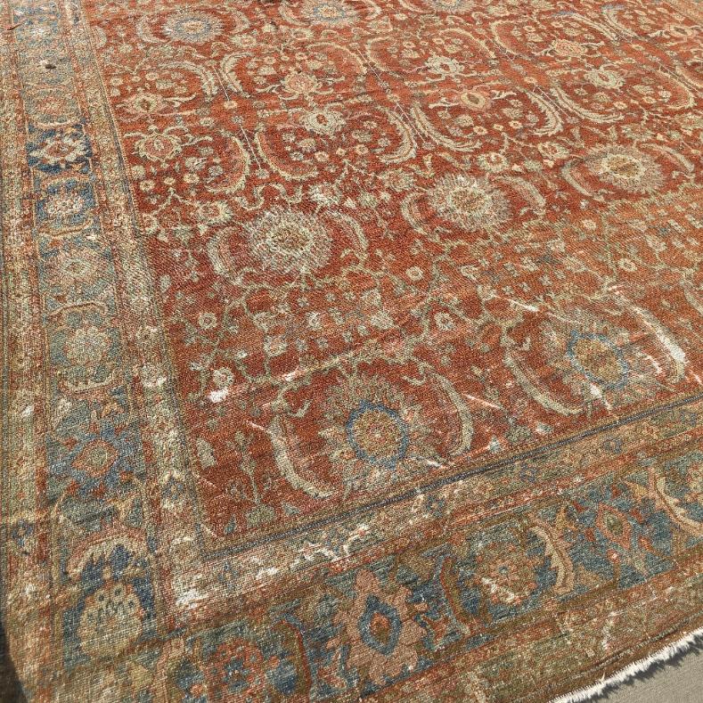 Early 20th Century 1920s Palace size Rust Persian Sultanabad Rug 12x18 For Sale