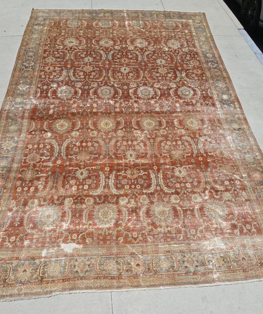 Wool 1920s Palace size Rust Persian Sultanabad Rug 12x18 For Sale