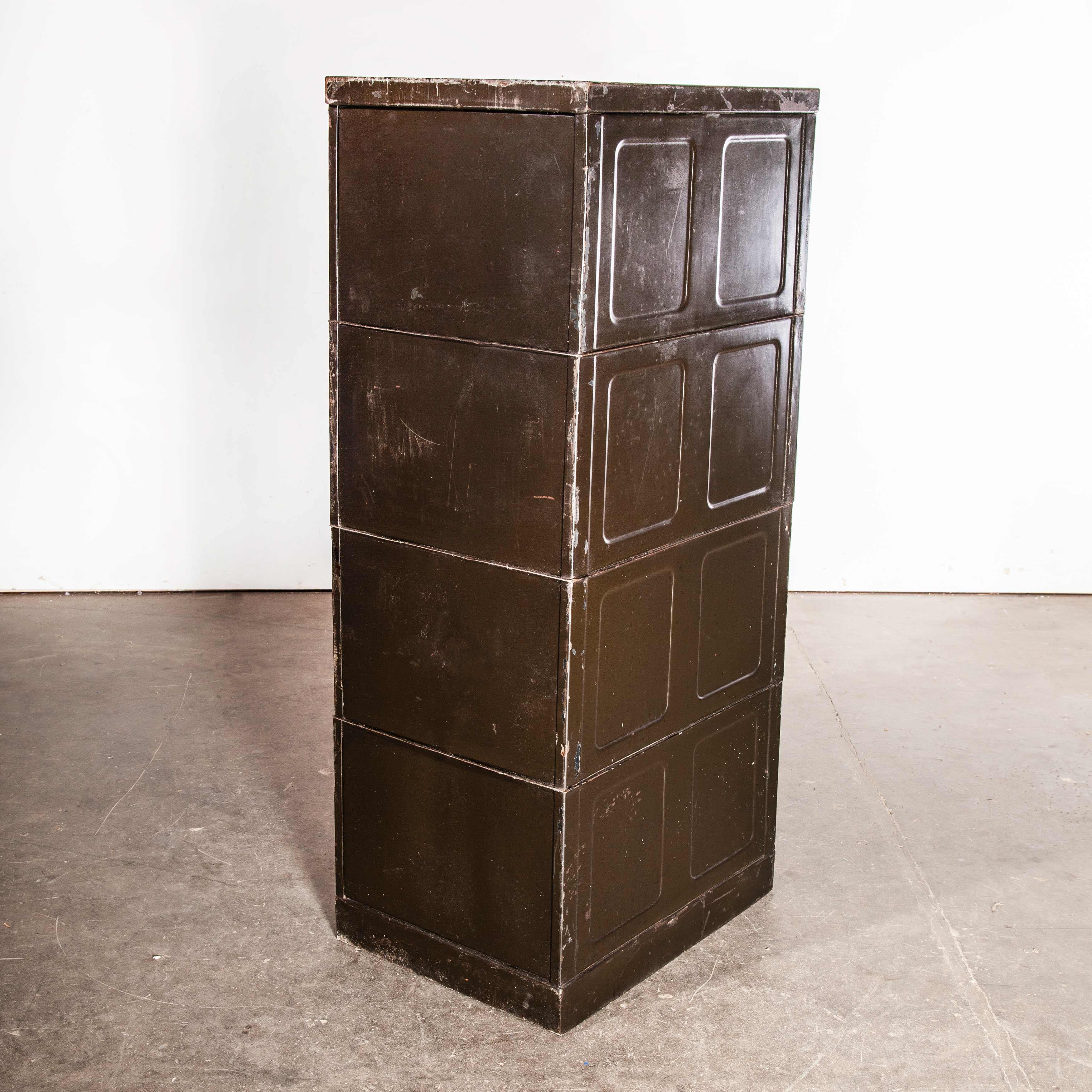 1920s Paneled Sheet Metal Filing Cabinet, Chest Of Drawers 4