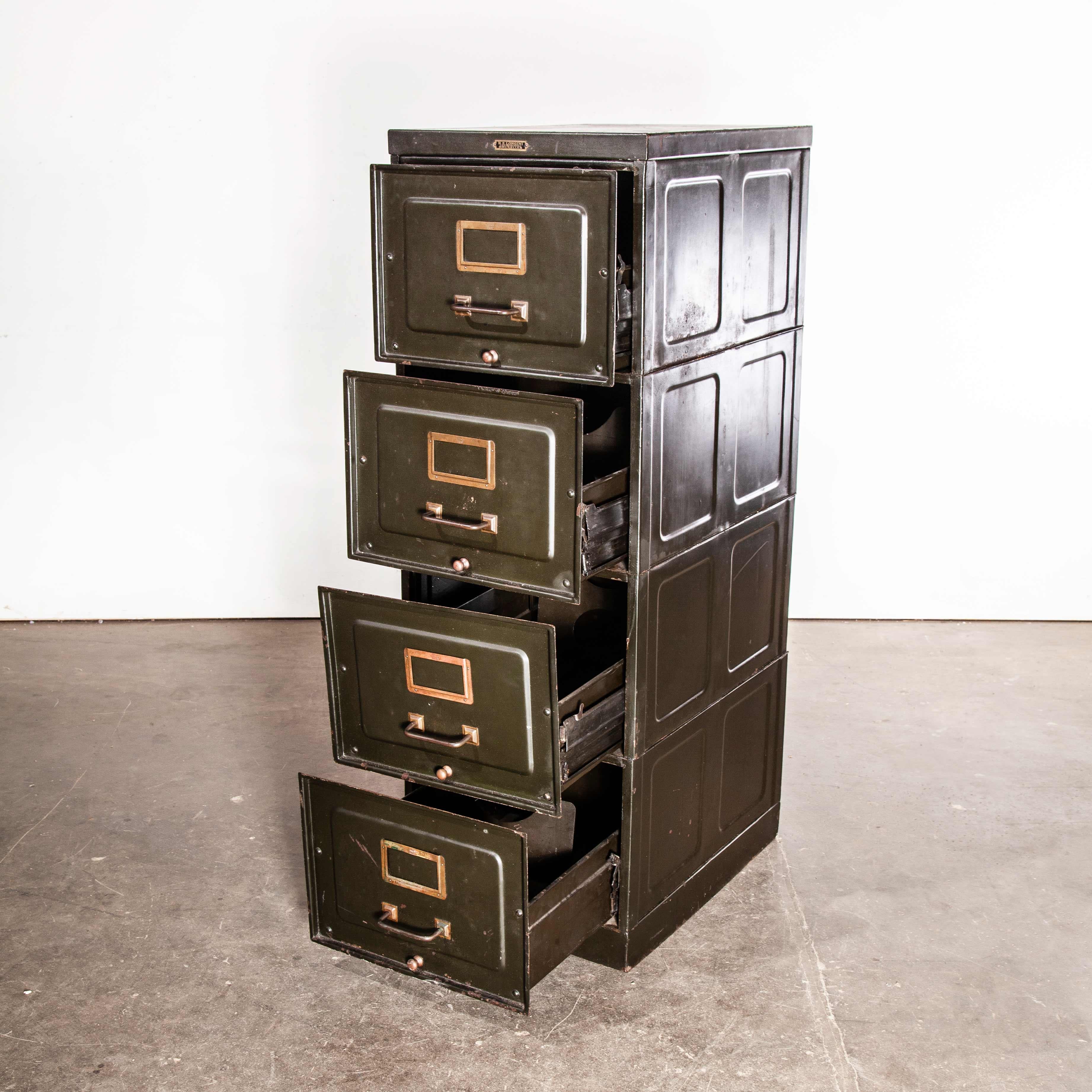 1920s Paneled Sheet Metal Filing Cabinet, Chest Of Drawers 7