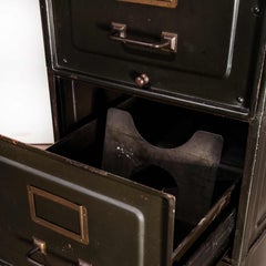 1920s Paneled Sheet Metal Filing Cabinet, Chest Of Drawers