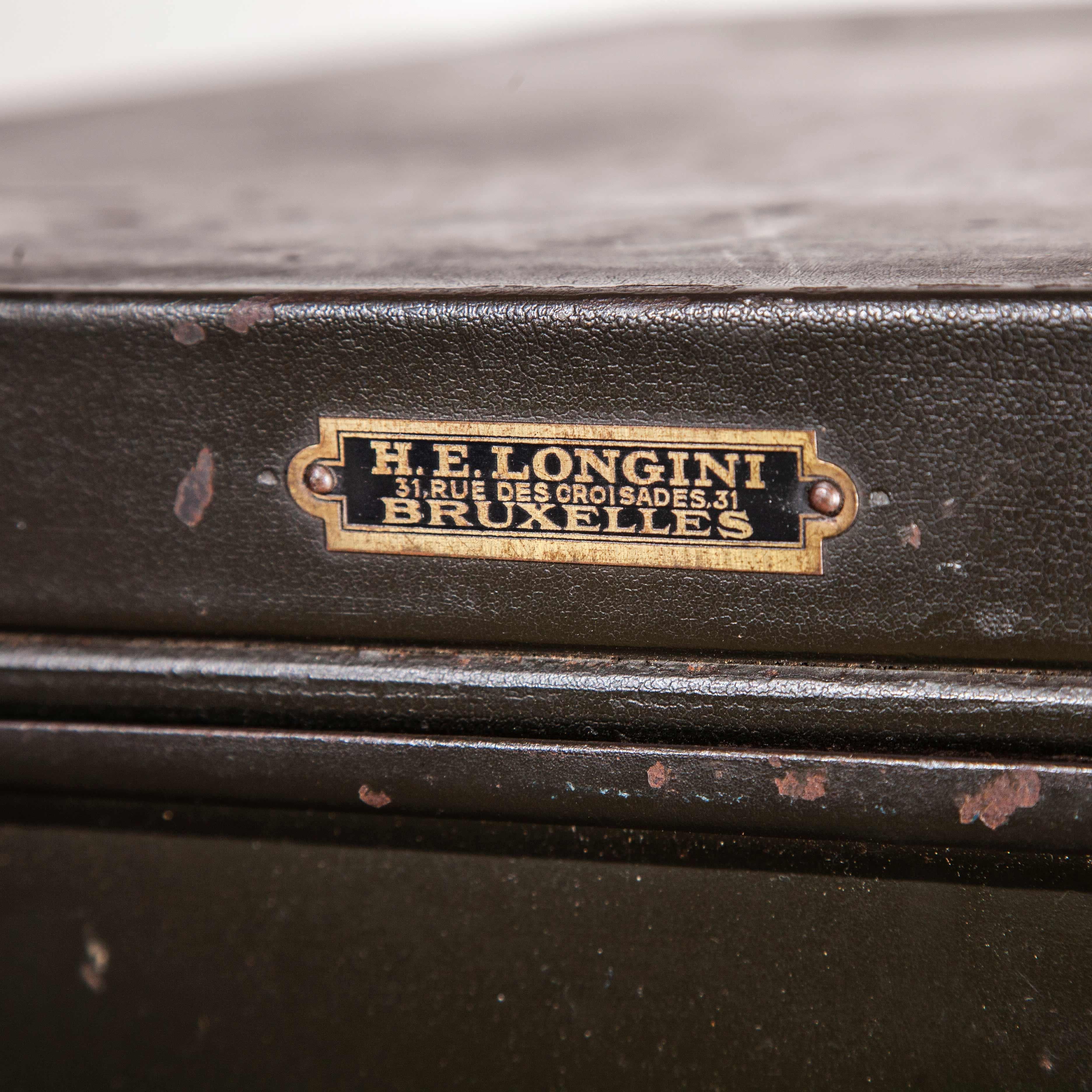 1920s Paneled Sheet Metal Filing Cabinet, Chest Of Drawers 2