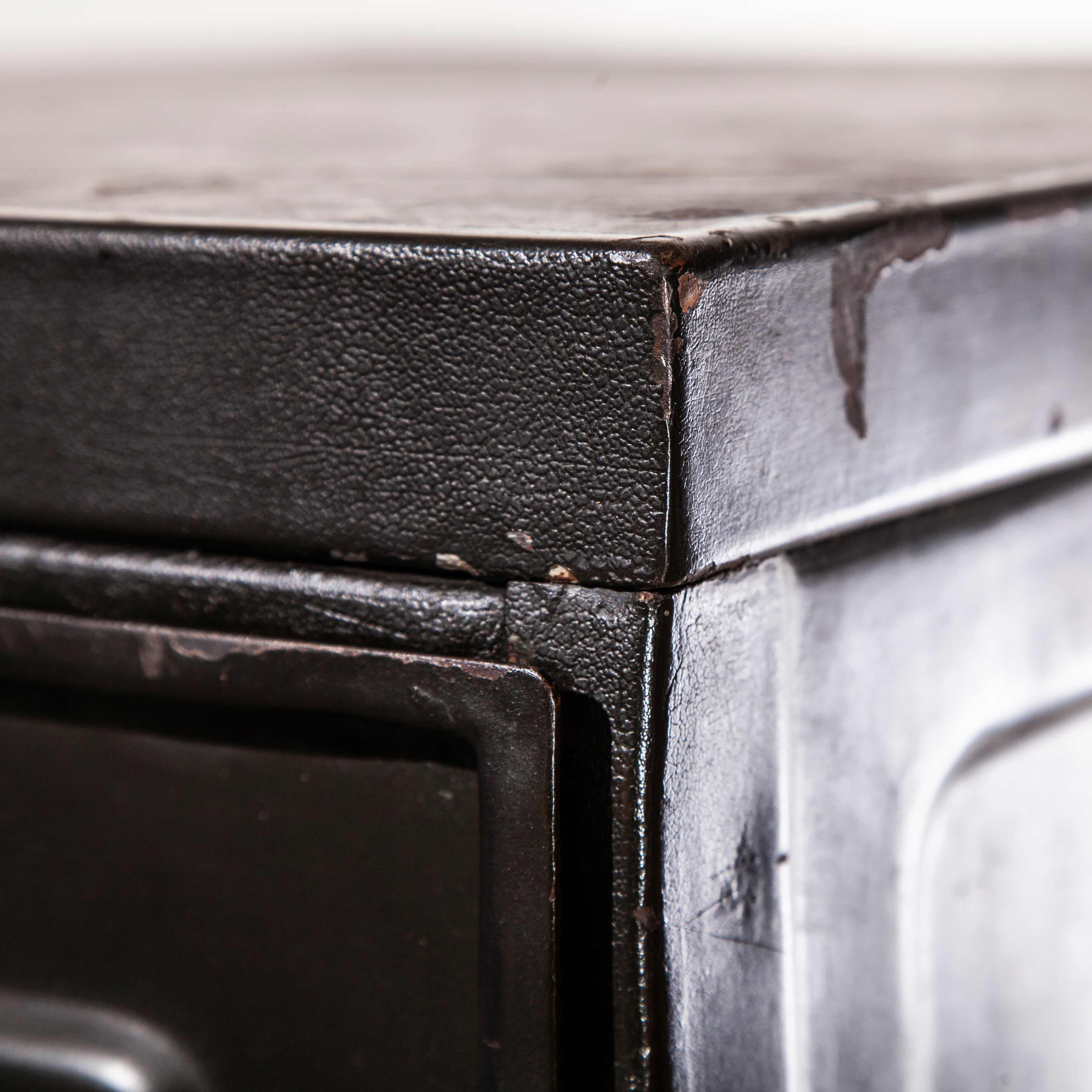 1920s Paneled Sheet Metal Filing Cabinet, Chest Of Drawers 3