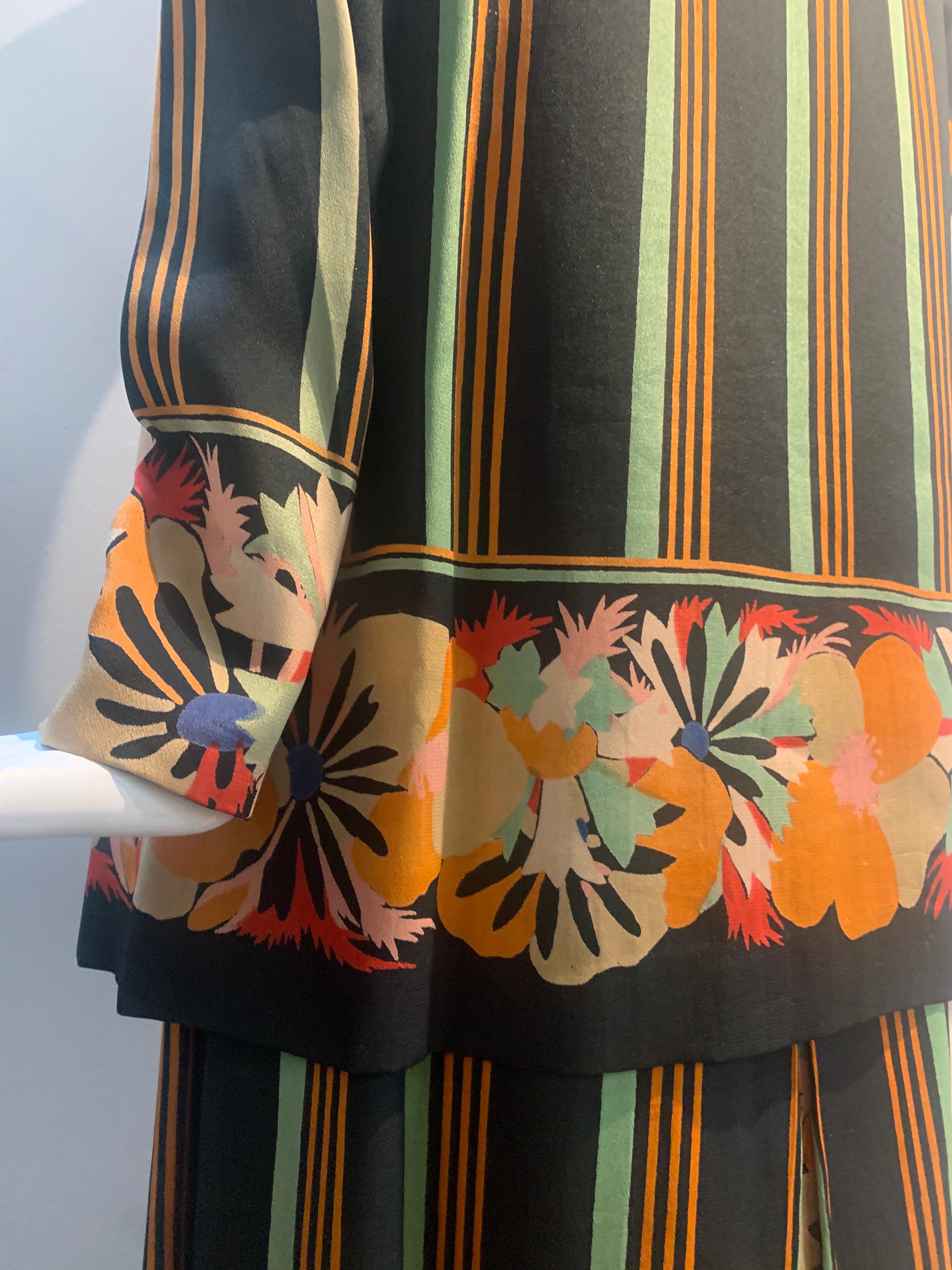 1920s Paul Poiret Original Fabric Art Deco Floral & Stripe Day Dress  5