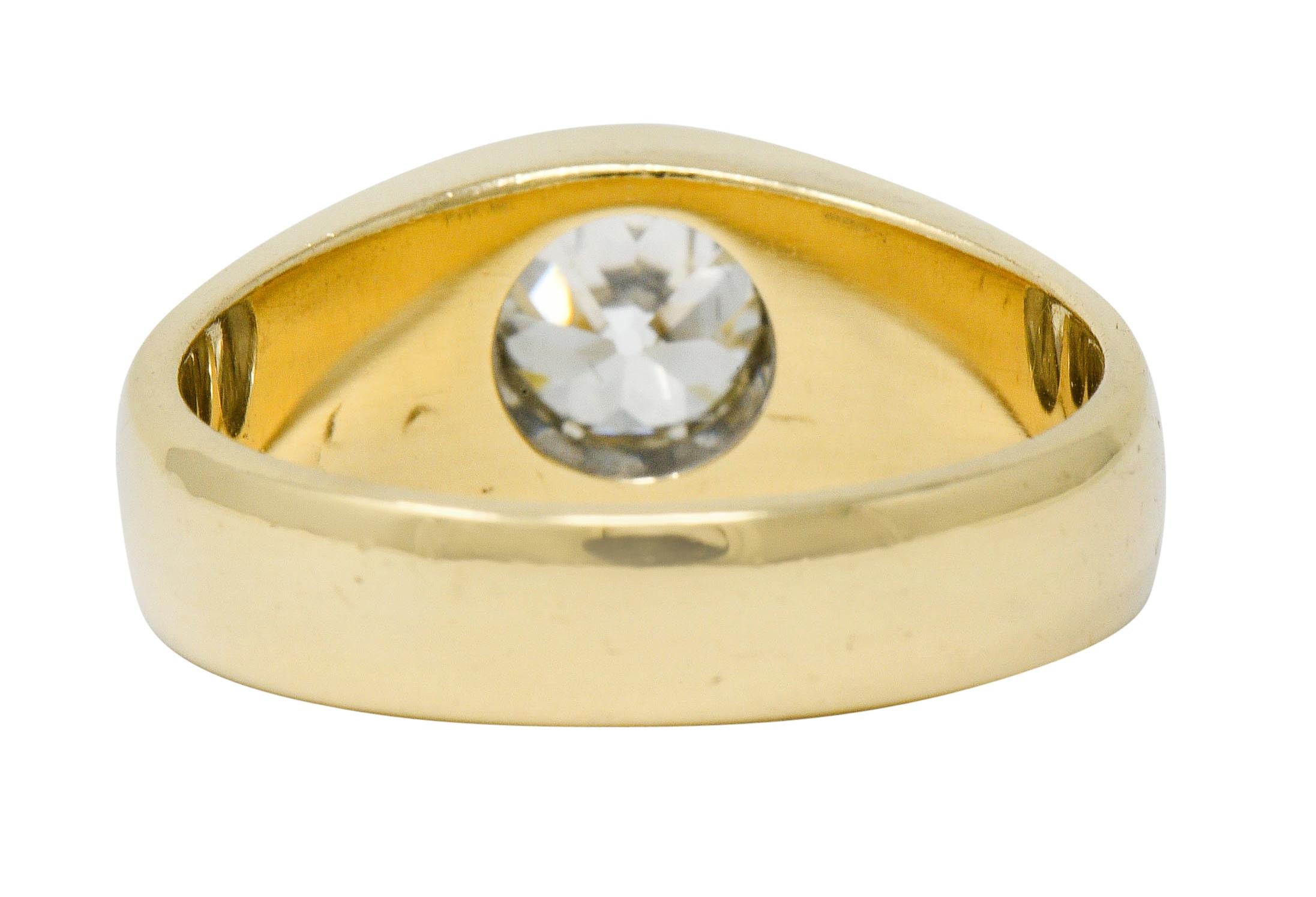 1920er Jahre Pfau 1::75 Karat Alt Europäischer Schliff Diamant 14 Karat Gold Unisex Ring (Alteuropäischer Schliff)