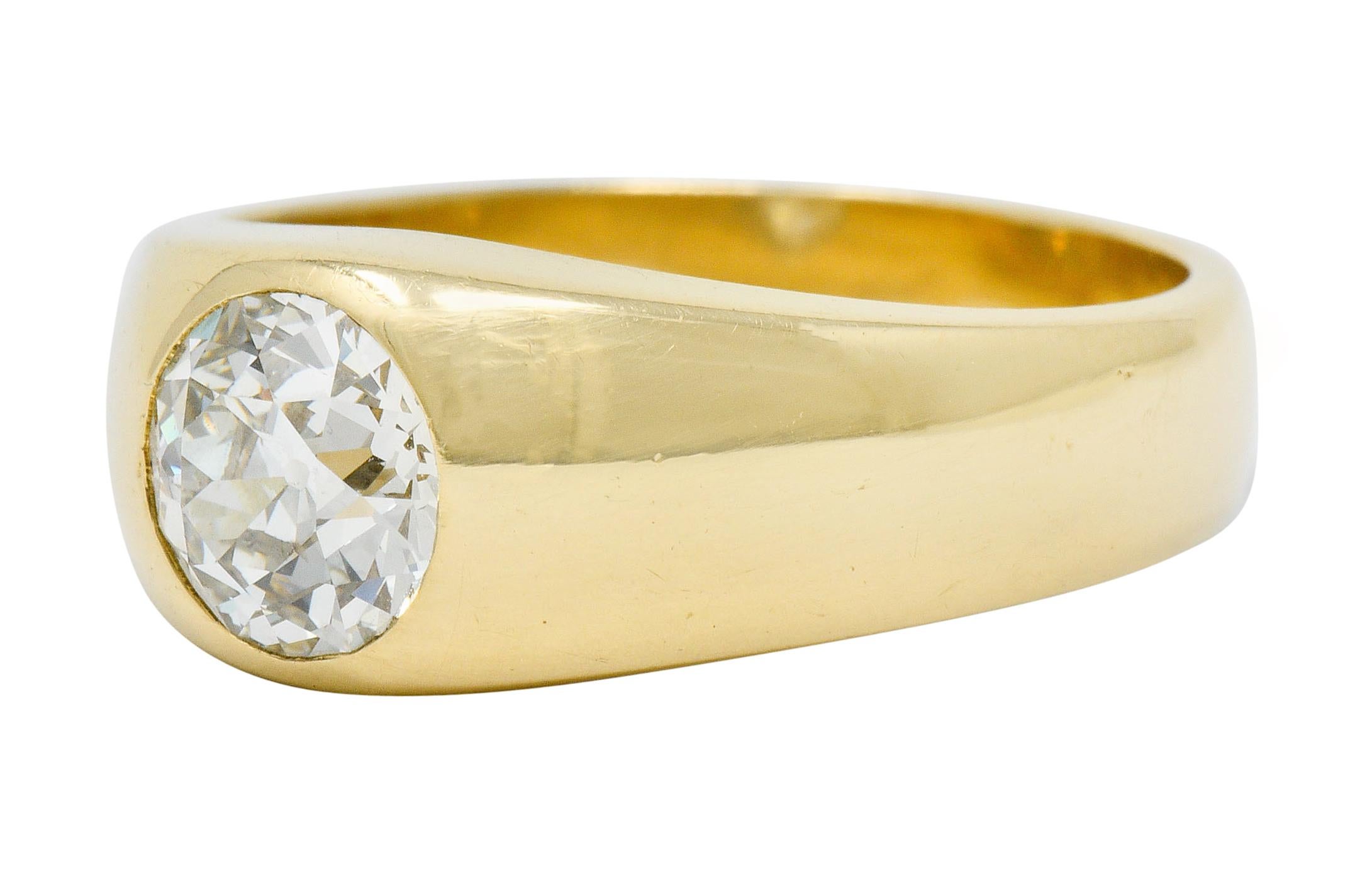 1920er Jahre Pfau 1::75 Karat Alt Europäischer Schliff Diamant 14 Karat Gold Unisex Ring 1