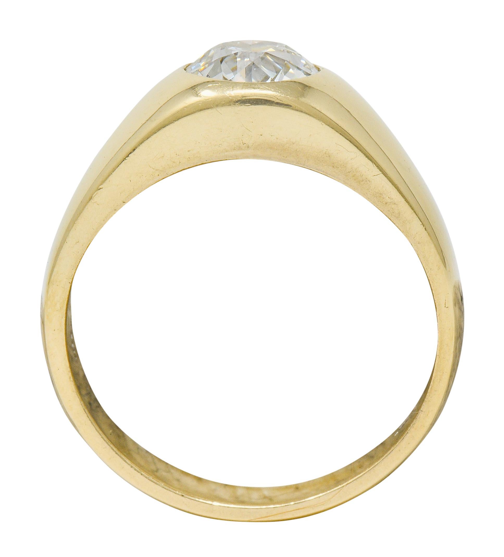 1920er Jahre Pfau 1::75 Karat Alt Europäischer Schliff Diamant 14 Karat Gold Unisex Ring 2