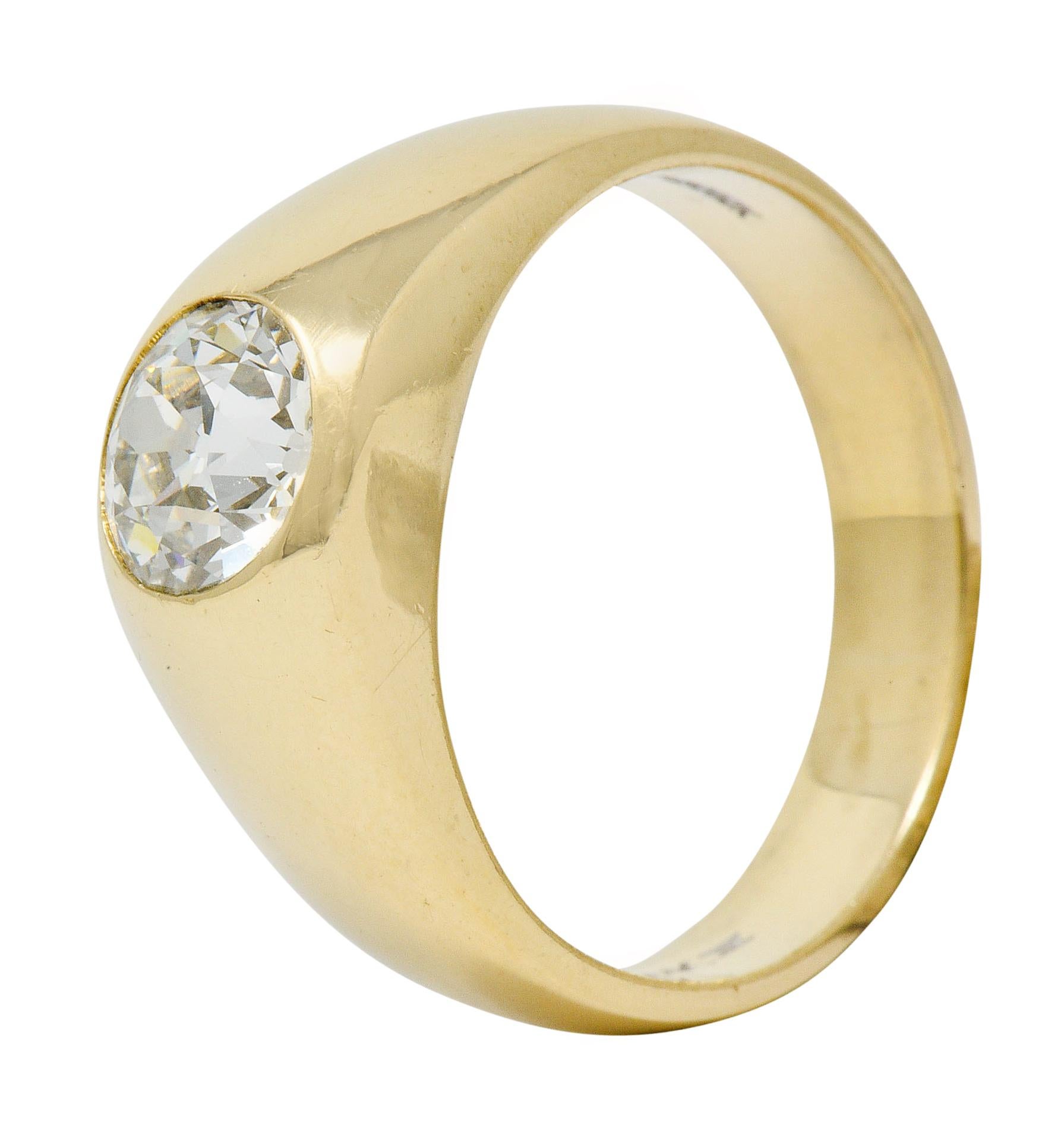 1920er Jahre Pfau 1::75 Karat Alt Europäischer Schliff Diamant 14 Karat Gold Unisex Ring 3