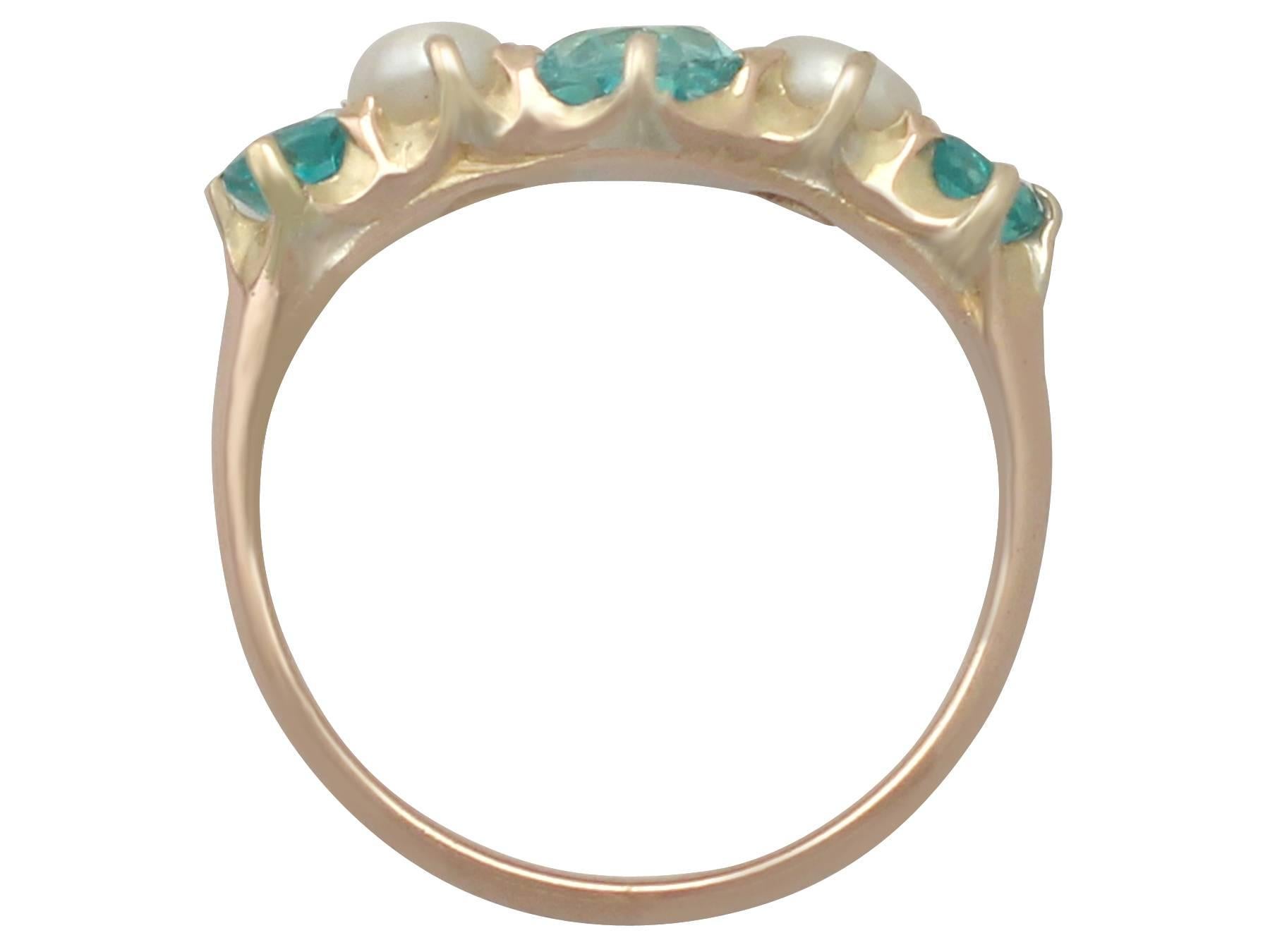 1920s Pearl 1.02 Carat Emerald Gold Cocktail Ring 1