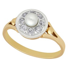 Bague cocktail en or jaune, perles et diamants des années 1920