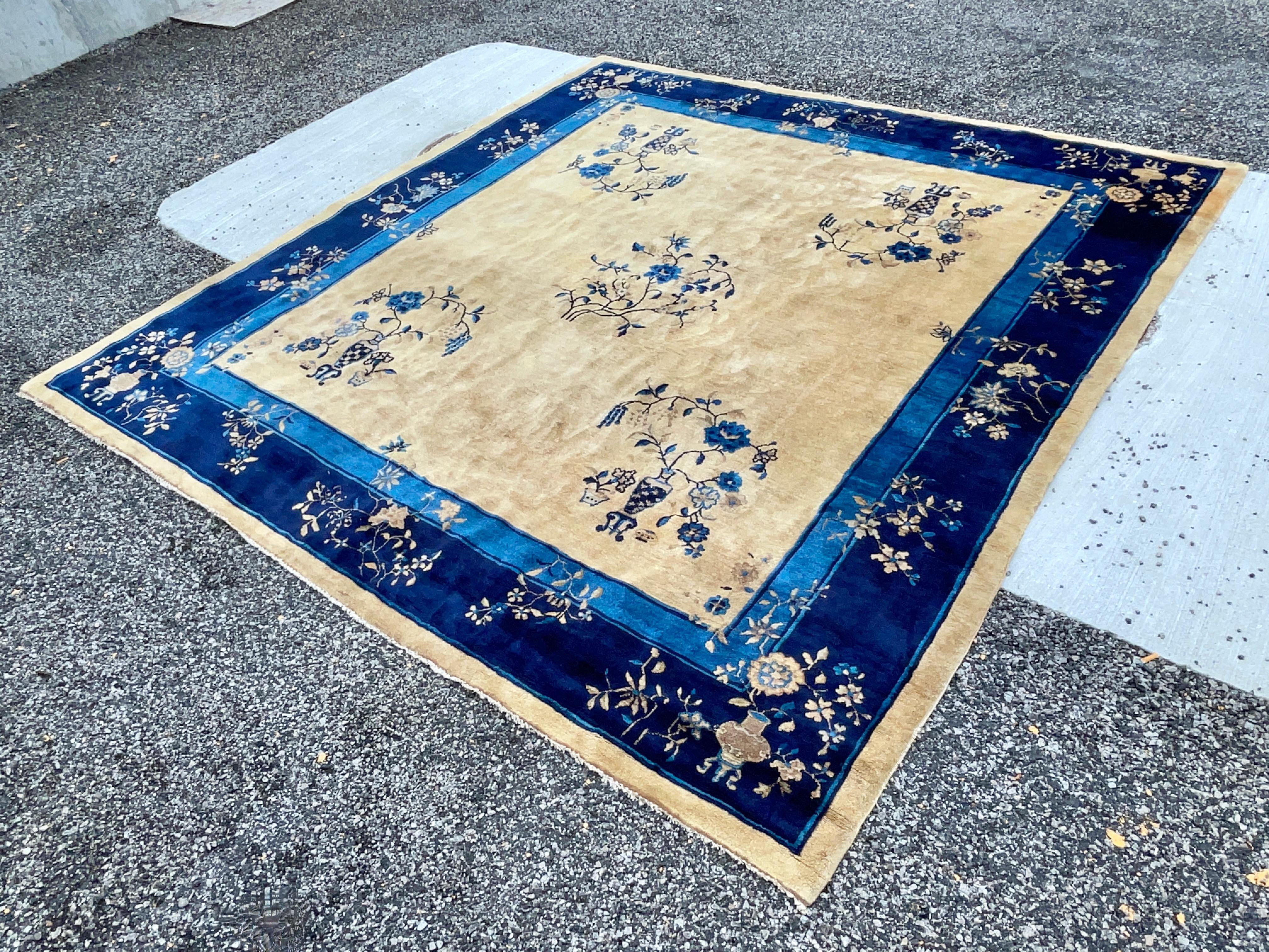 1920's Peking Chinese Art Deco Rug 9' x 10' For Sale 9