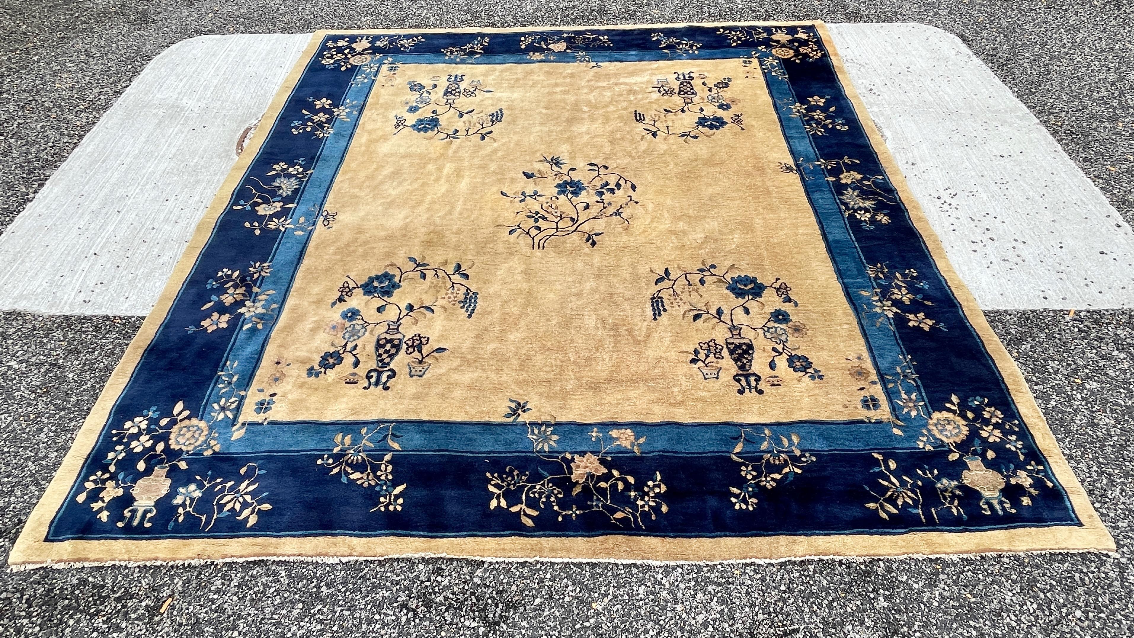 1920's Peking Chinese Art Deco Rug 9' x 10' For Sale 1