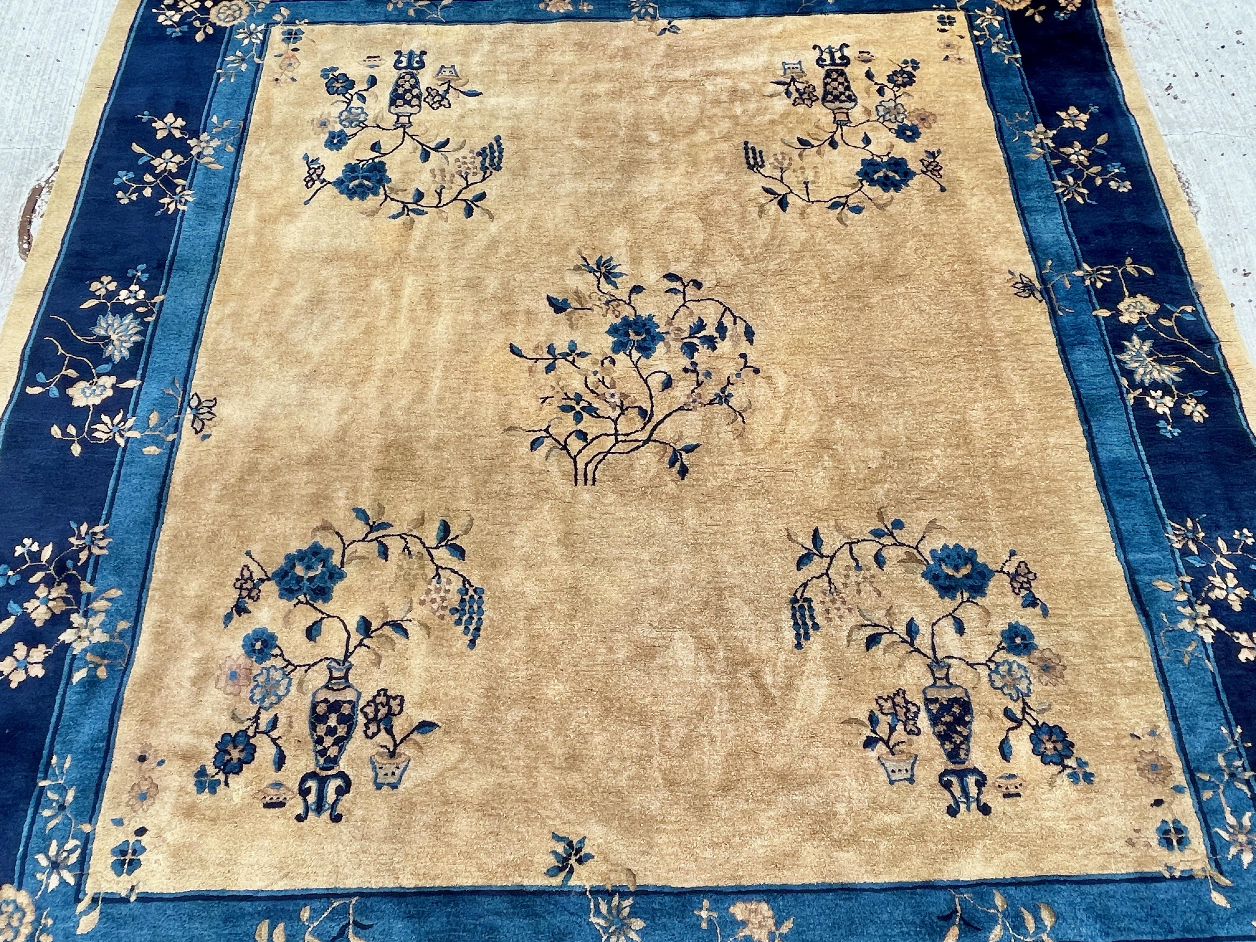 1920's Peking Chinese Art Deco Rug 9' x 10' For Sale 2