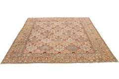 1920s Persian Bakhtiari Peach Wool Rug Handmade With Allover Geometric Pattern