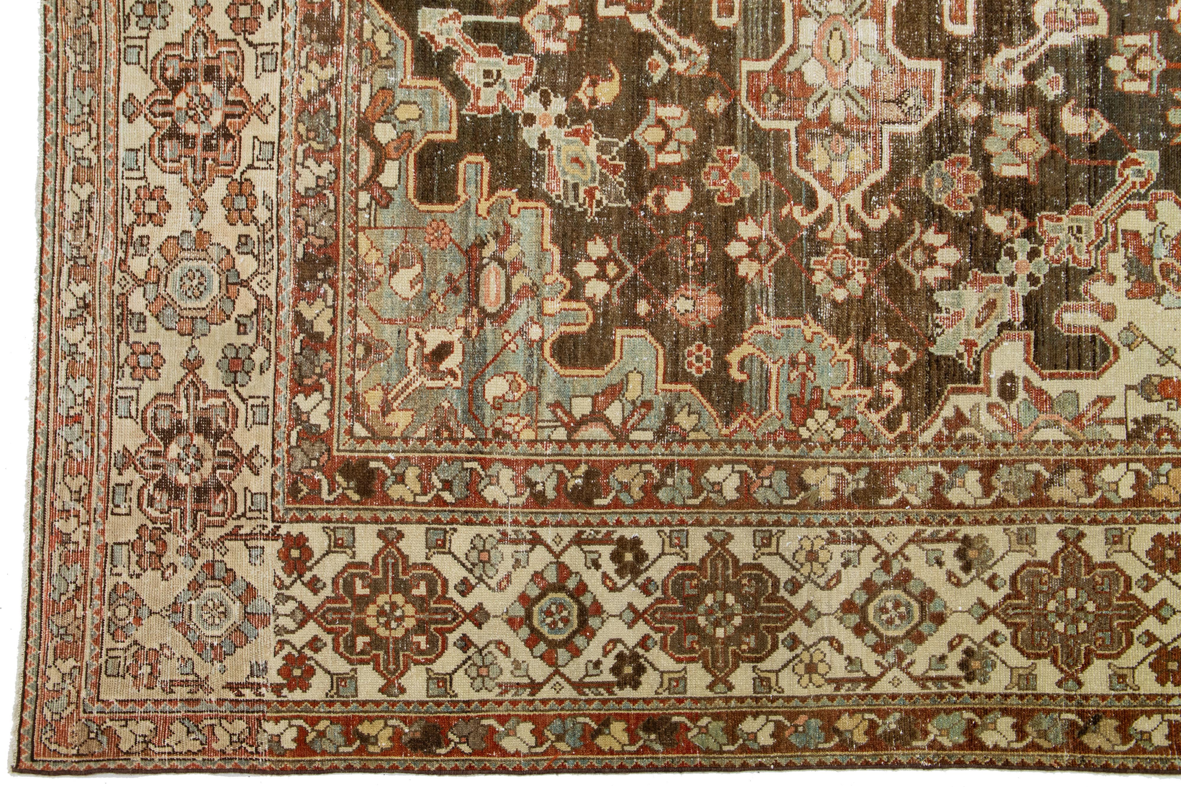 1920s Persian Bakhtiari Red Wool Rug With Multicolor Floral Motif In Good Condition For Sale In Norwalk, CT