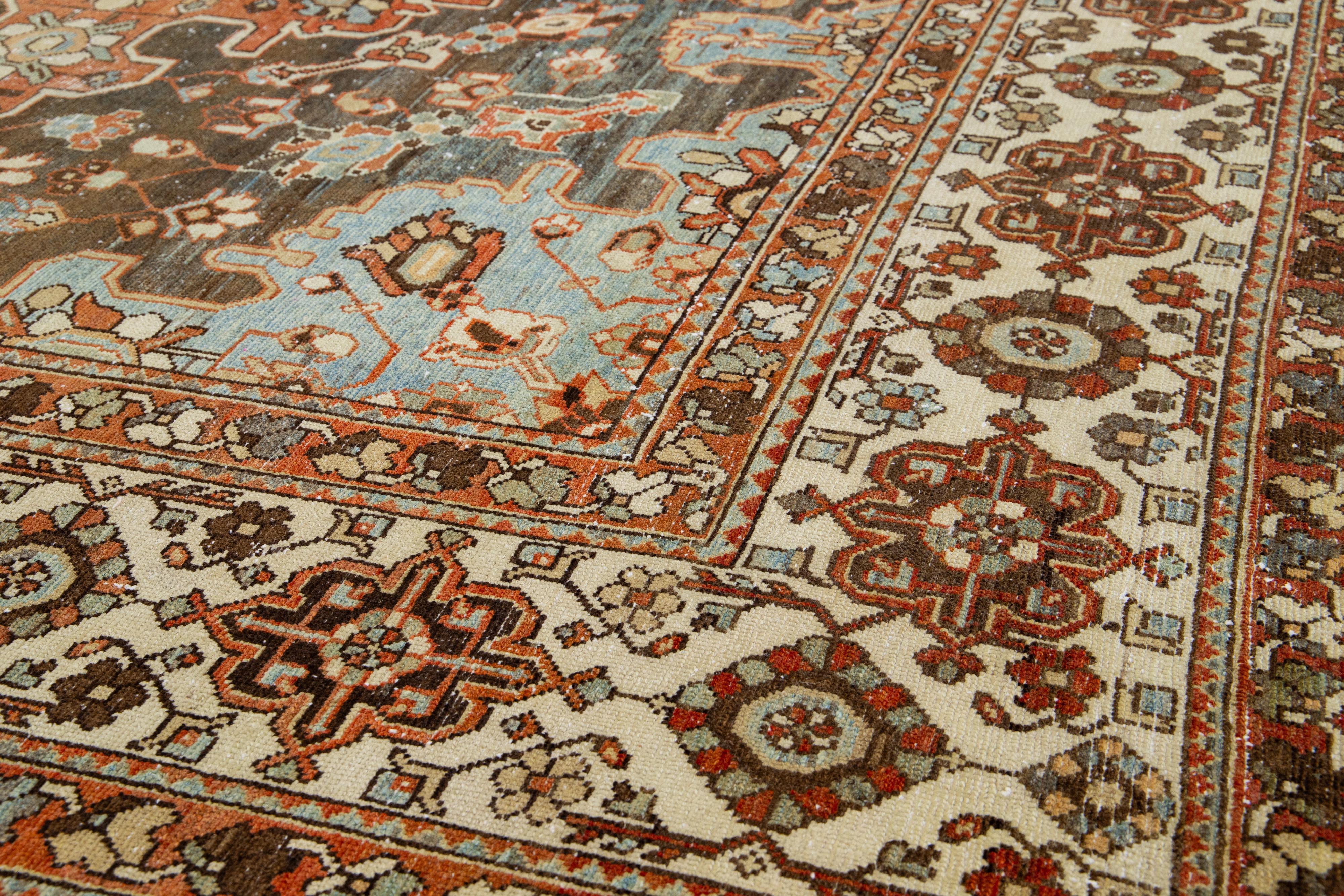 1920s Persian Bakhtiari Red Wool Rug With Multicolor Floral Motif For Sale 3
