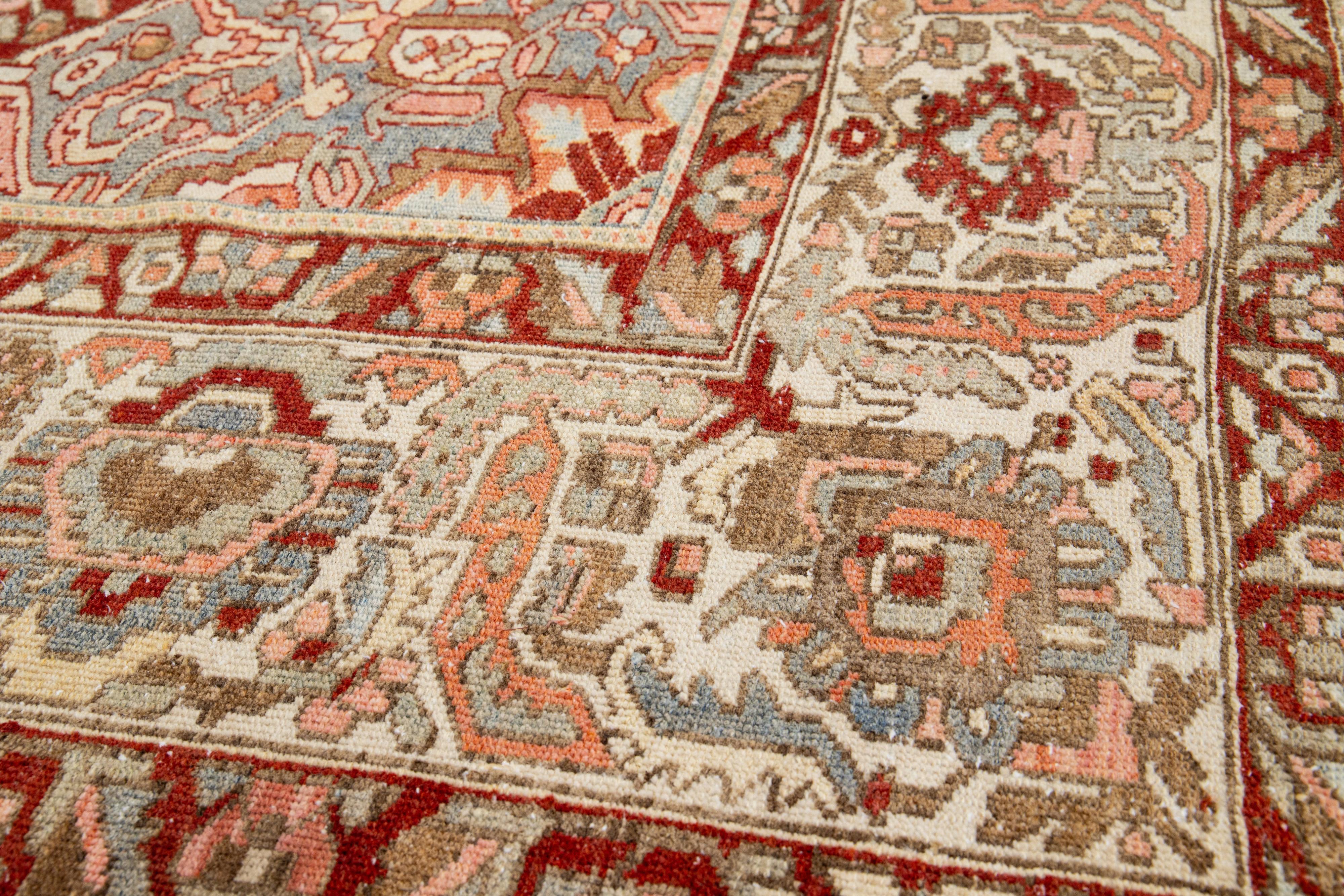 Islamic 1920s Persian Bakhtiari Wool Rug Handknotted With A Multicolor Rosette Motif For Sale