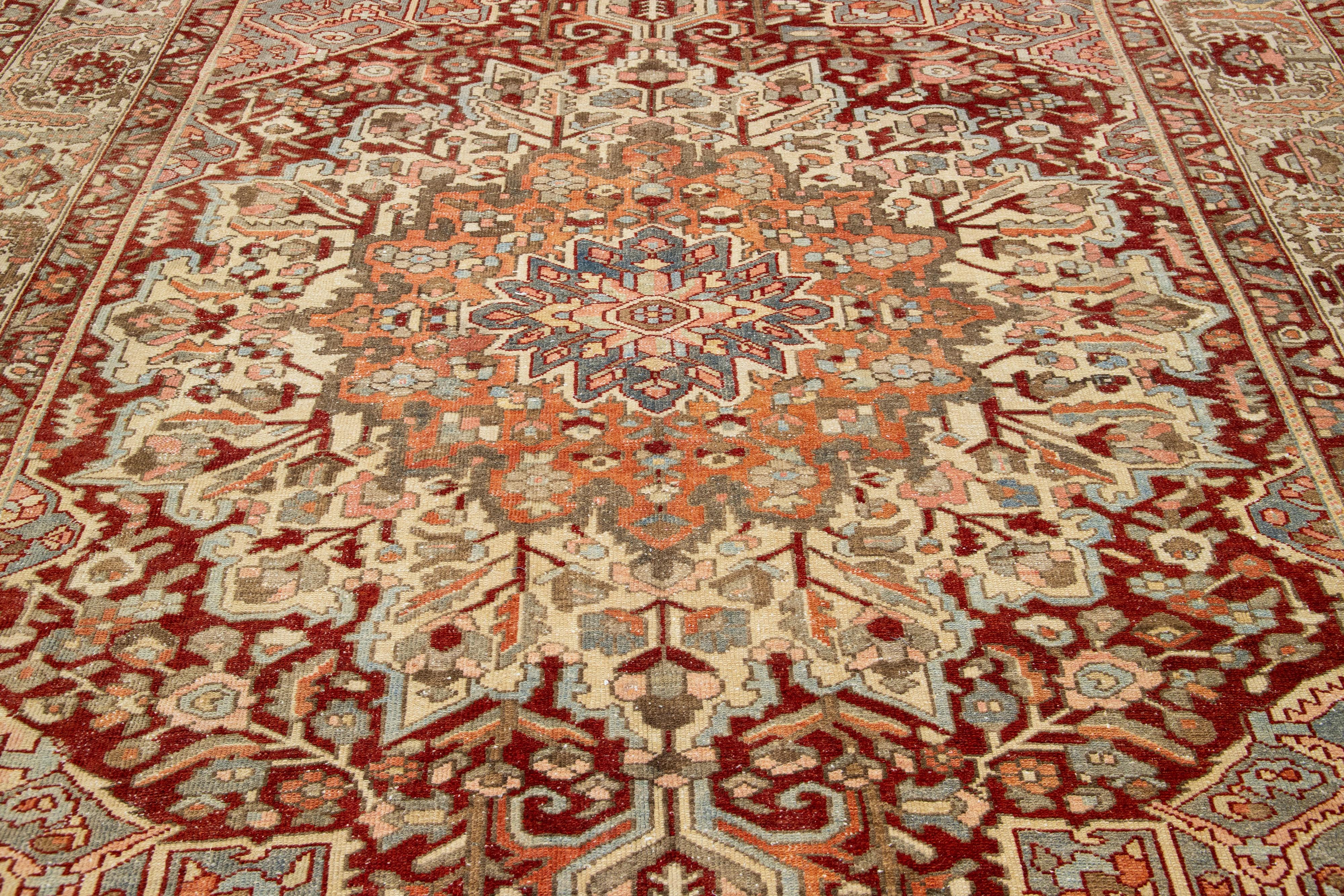1920s Persian Bakhtiari Wool Rug Handknotted With A Multicolor Rosette Motif For Sale 1