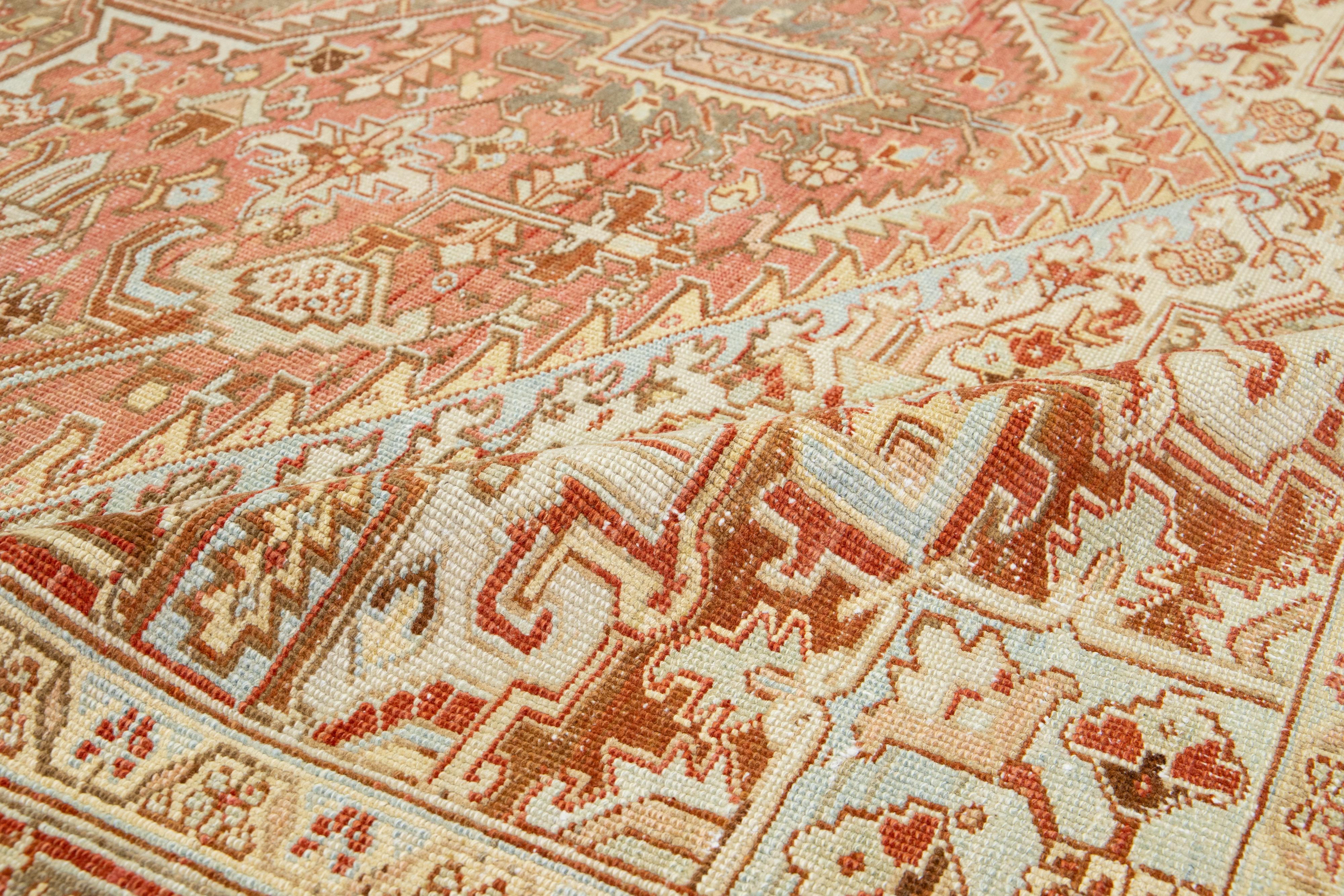 1920er Jahre Persisch Heriz Antike Wolle Teppich in Rost Farbe mit einem Medaillon Motiv im Angebot 3
