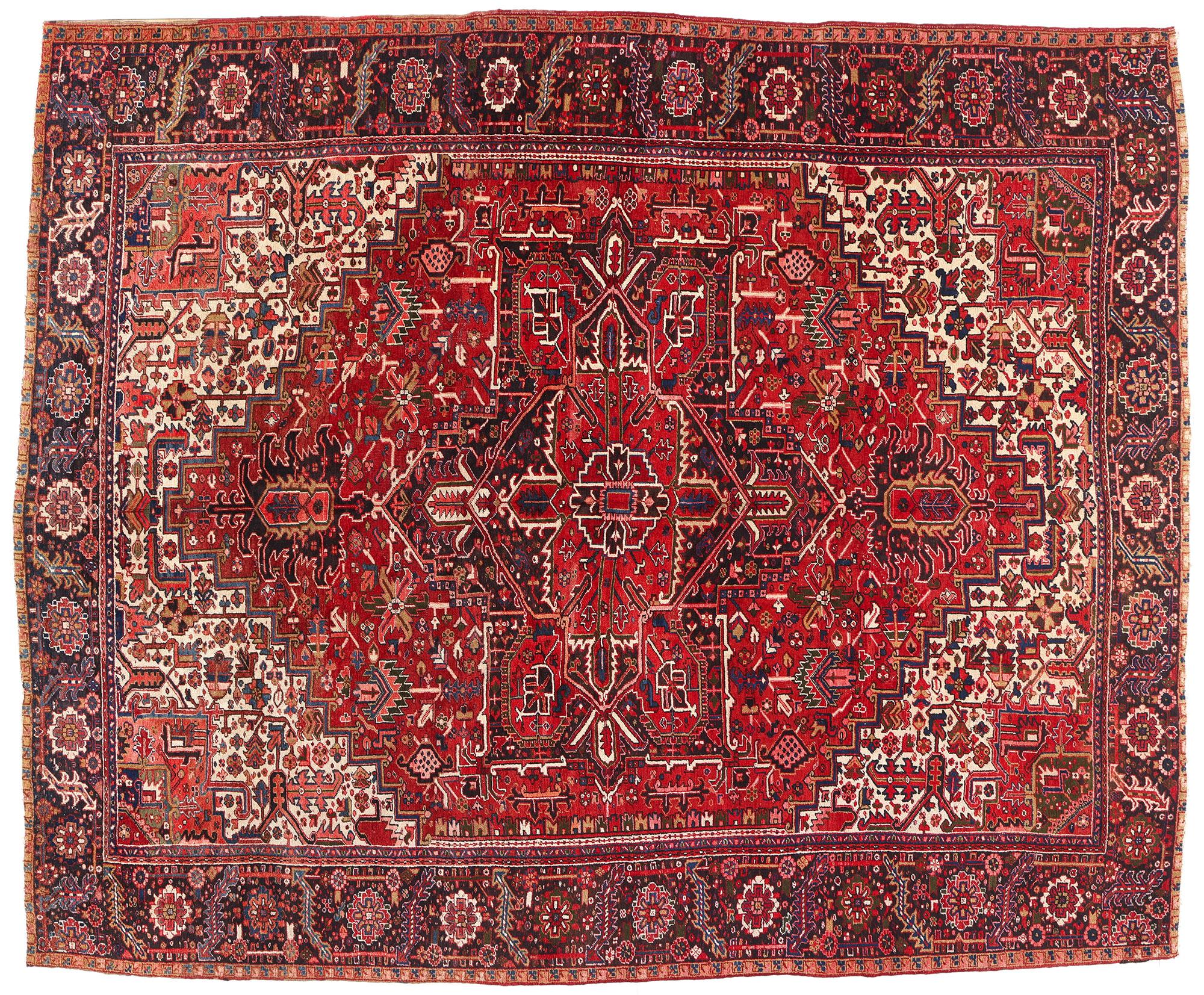 Tappeto persiano Heriz del 1920 con stile tradizionale in vendita 2