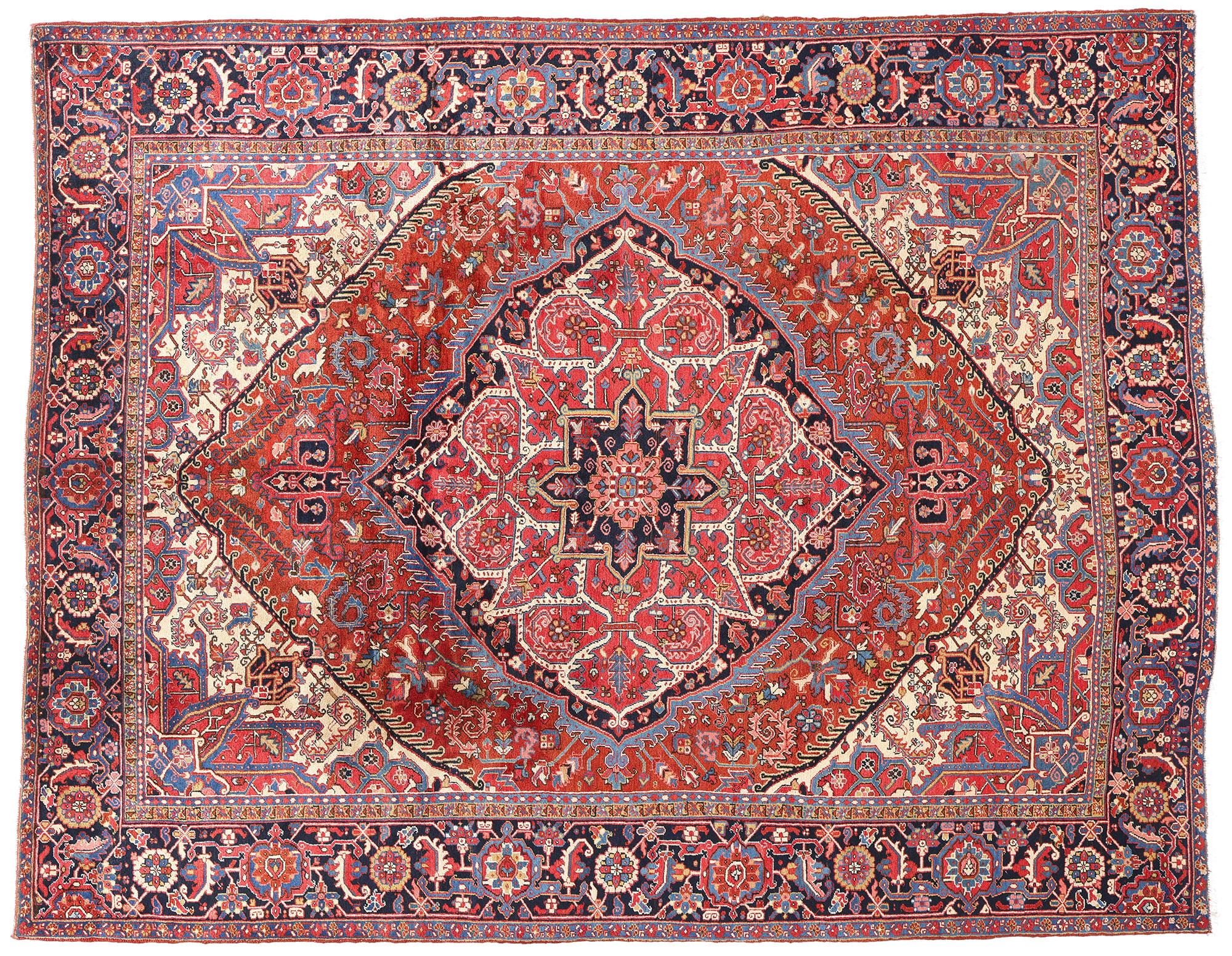 Alfombra persa Heriz de 1920 de estilo tradicional en venta 2