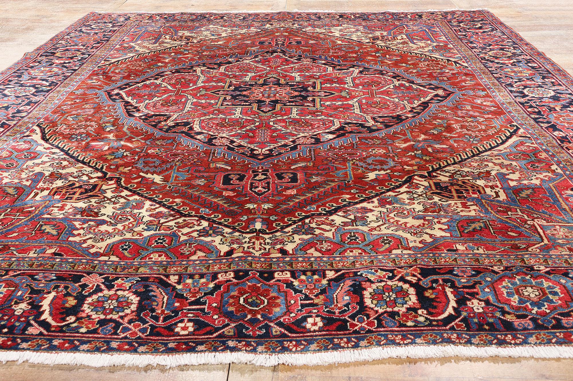 Alfombra persa Heriz de 1920 de estilo tradicional en Bueno estado para la venta en Dallas, TX