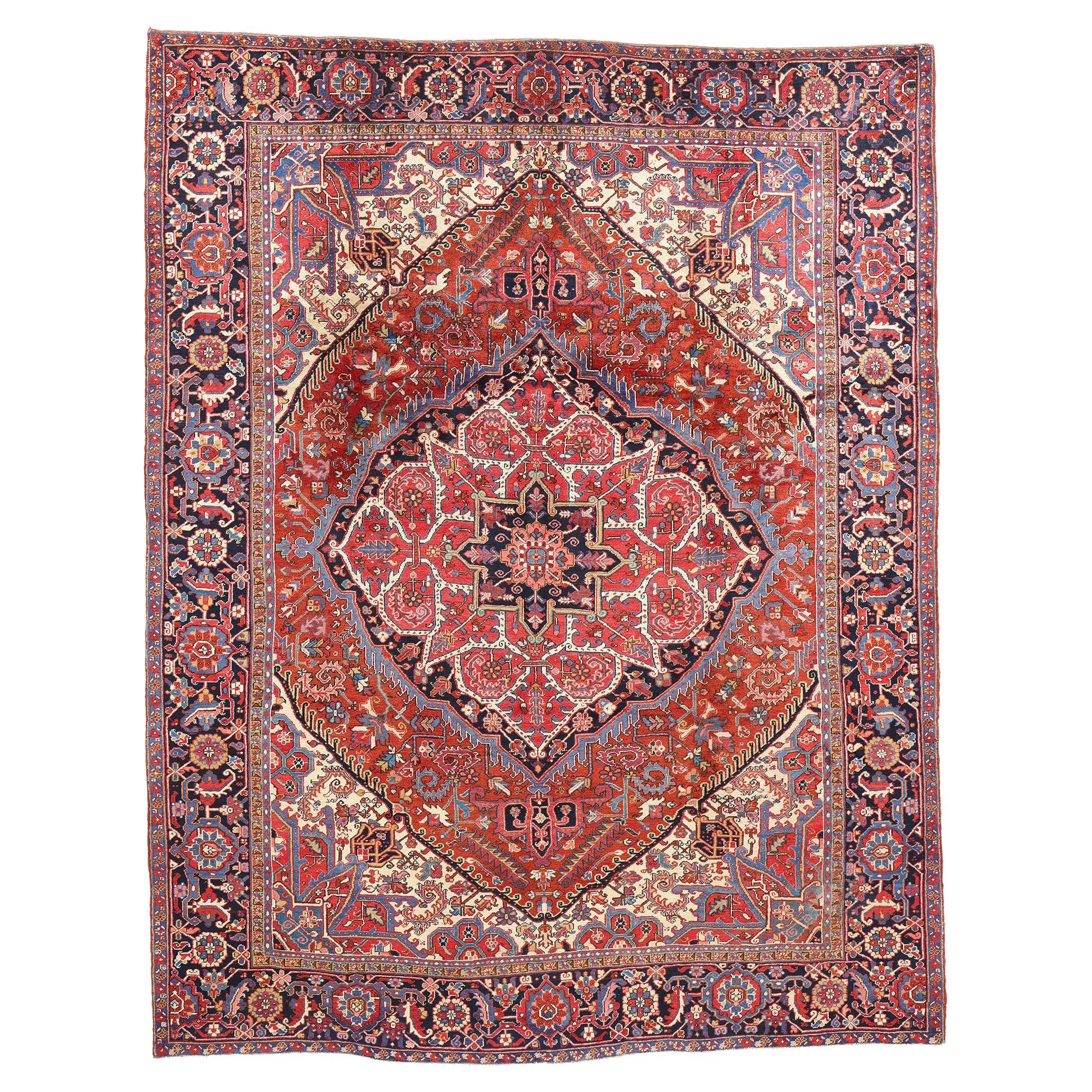 1920's Persian Heriz Carpet with Traditional Style