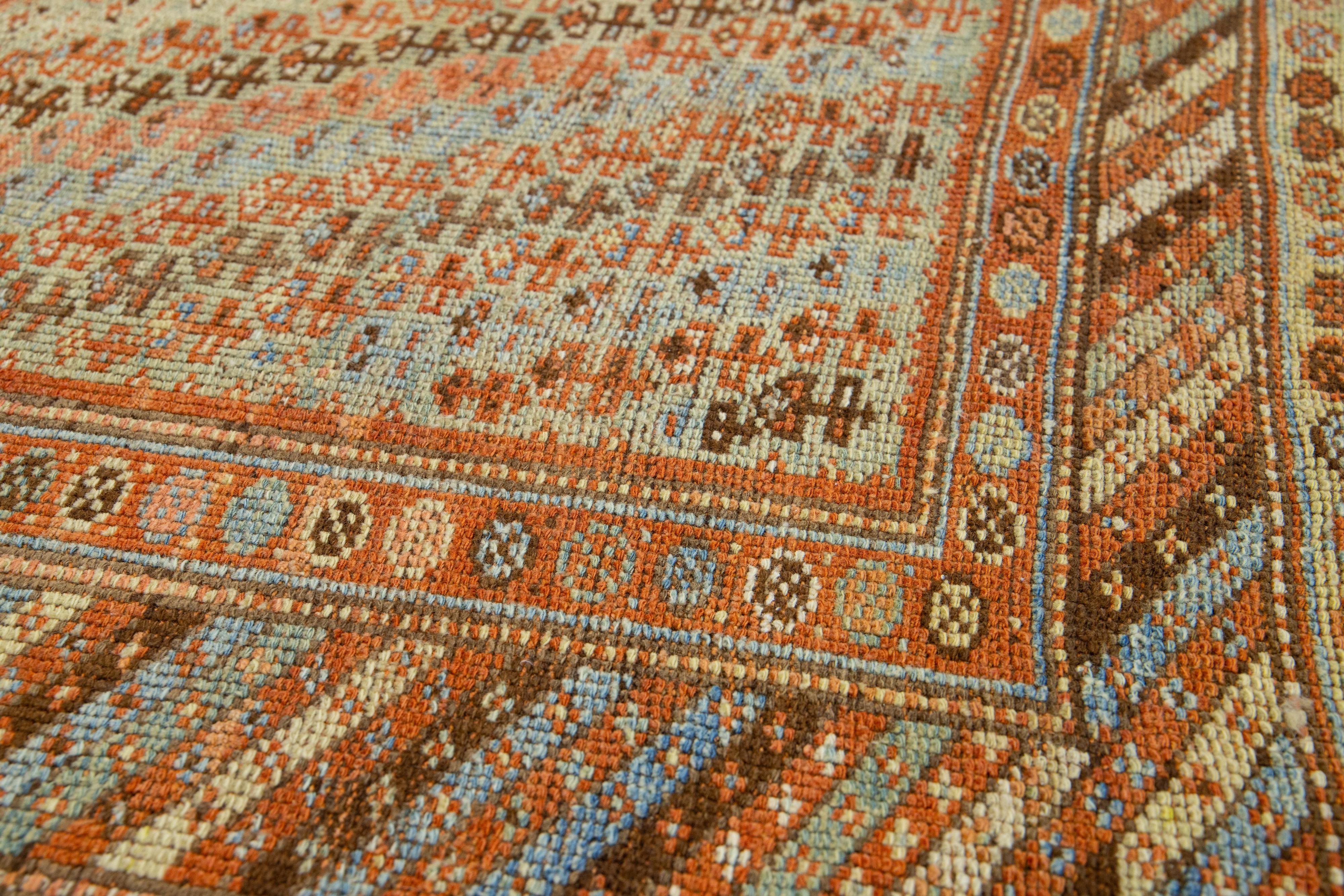 1920s Persian Kurdish Handmade Wool Runner with multicolor Geometric Design For Sale 2