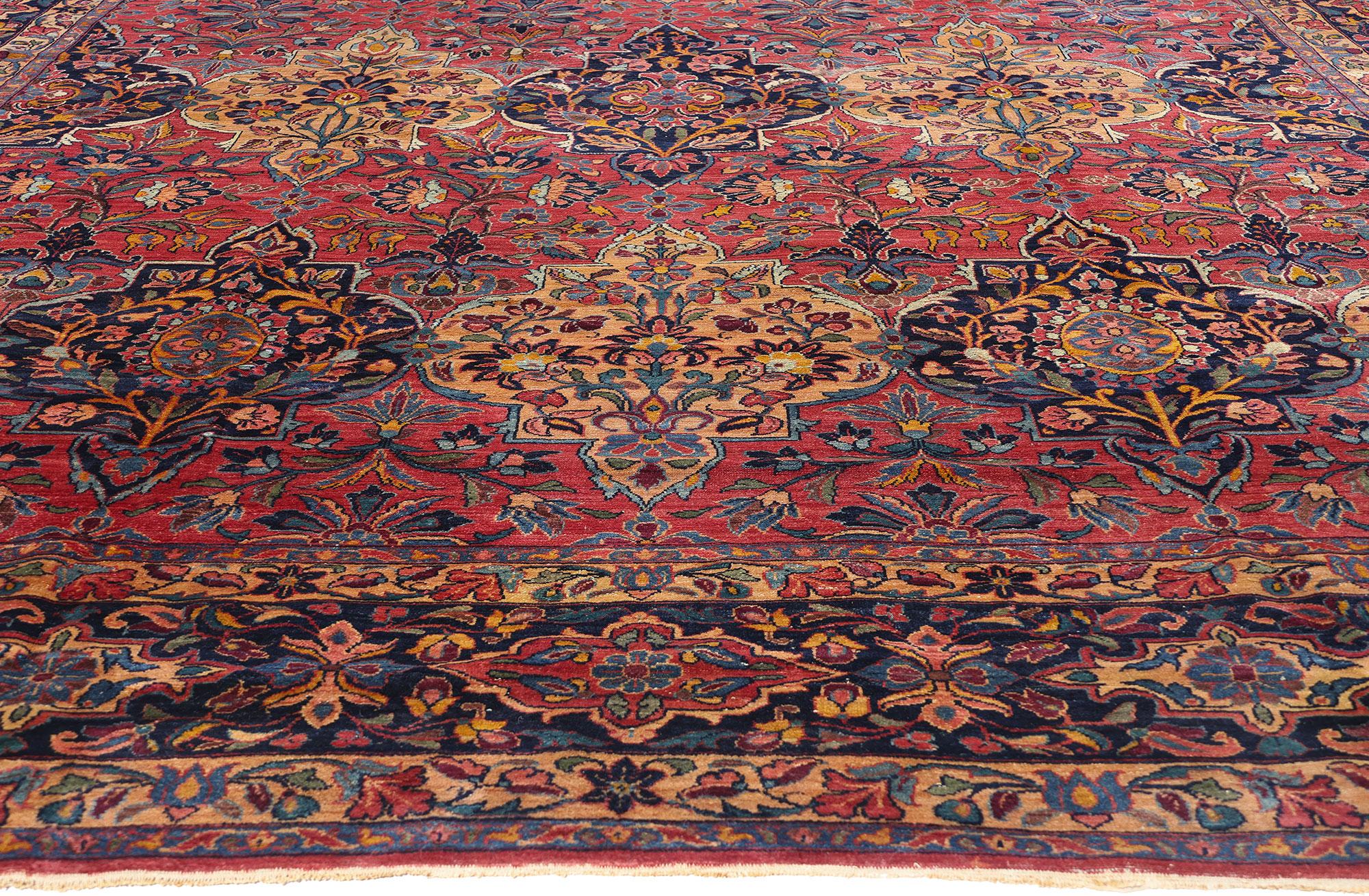 Hand-Knotted 1920's Persian Lilihan Garden Panel Carpet with Modern Style For Sale